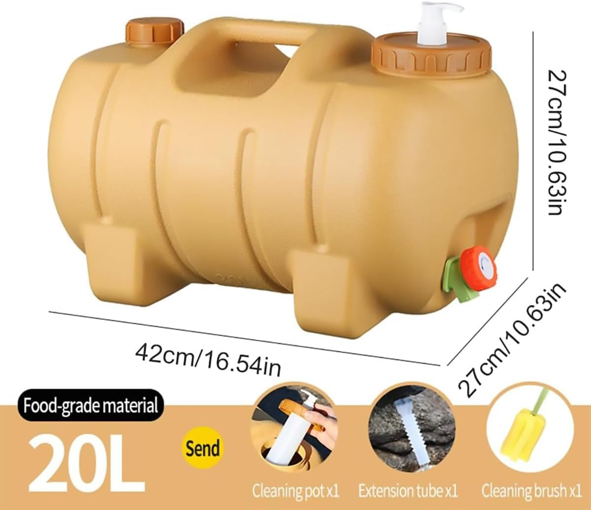 AIMALL 5.28 Gallon 20L Bpa-Free PE Water Storage Bucket with Cute Pig Design, Portable Outdoor Camping Square Drinking Container with Faucet and Cleaning Kit &ndash; Yellow image number 5