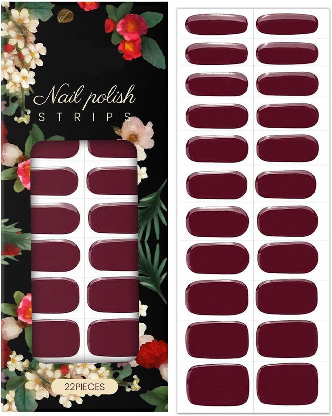 Rrlihjgu Nail Polish Wraps | 22 Piece Stick on Nail Polish | Waterproof Red Decals Long-Lasting Press-On Fingernail Art for Halloween Fall Manicure Pedicure image number 4