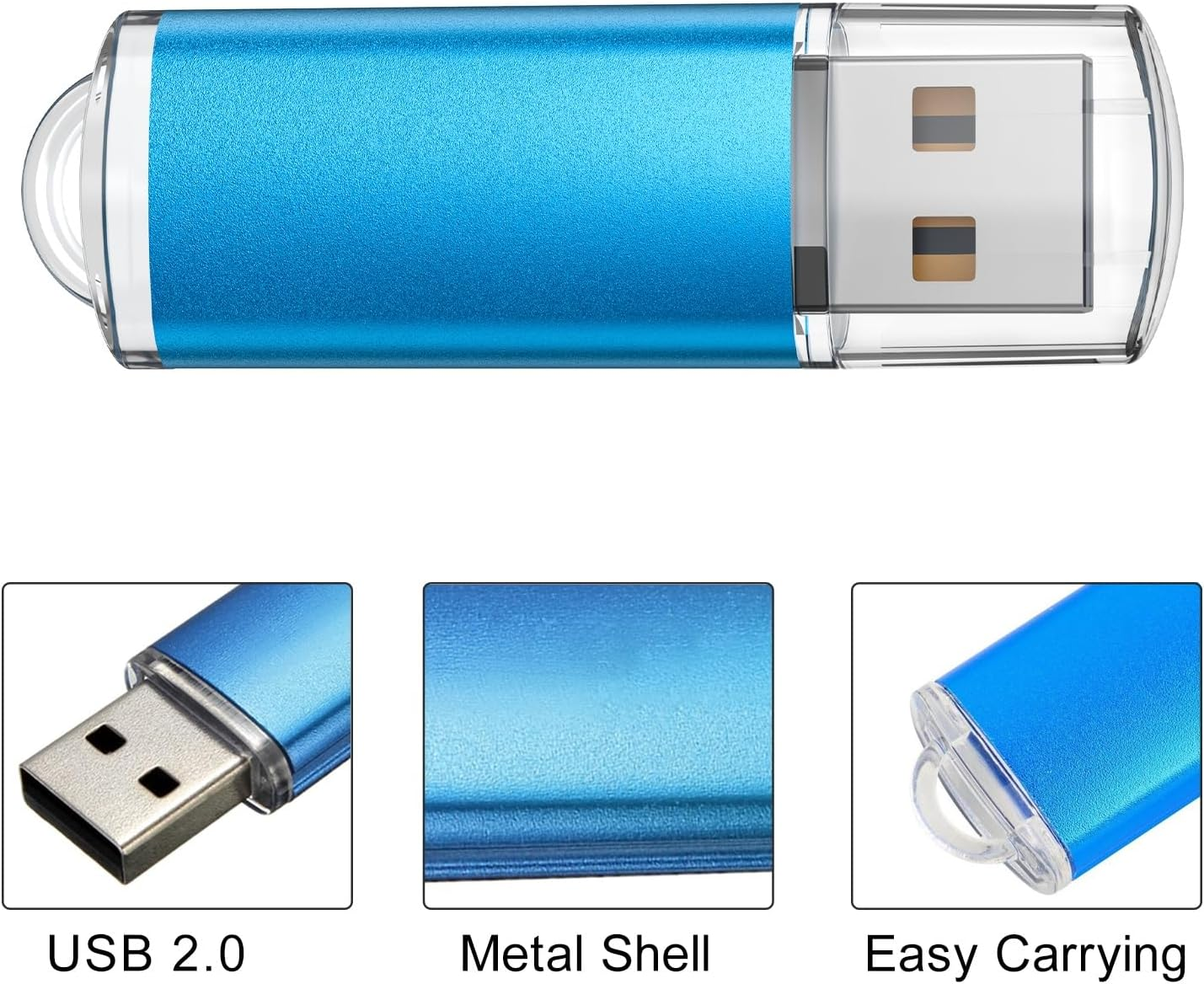 TOPESEL 5 Pack 32GB USB 2.0 Flash Drive Memory Stick Thumb Drives (5 Mixed Colors: Black Blue Green Red Silver) image number 3