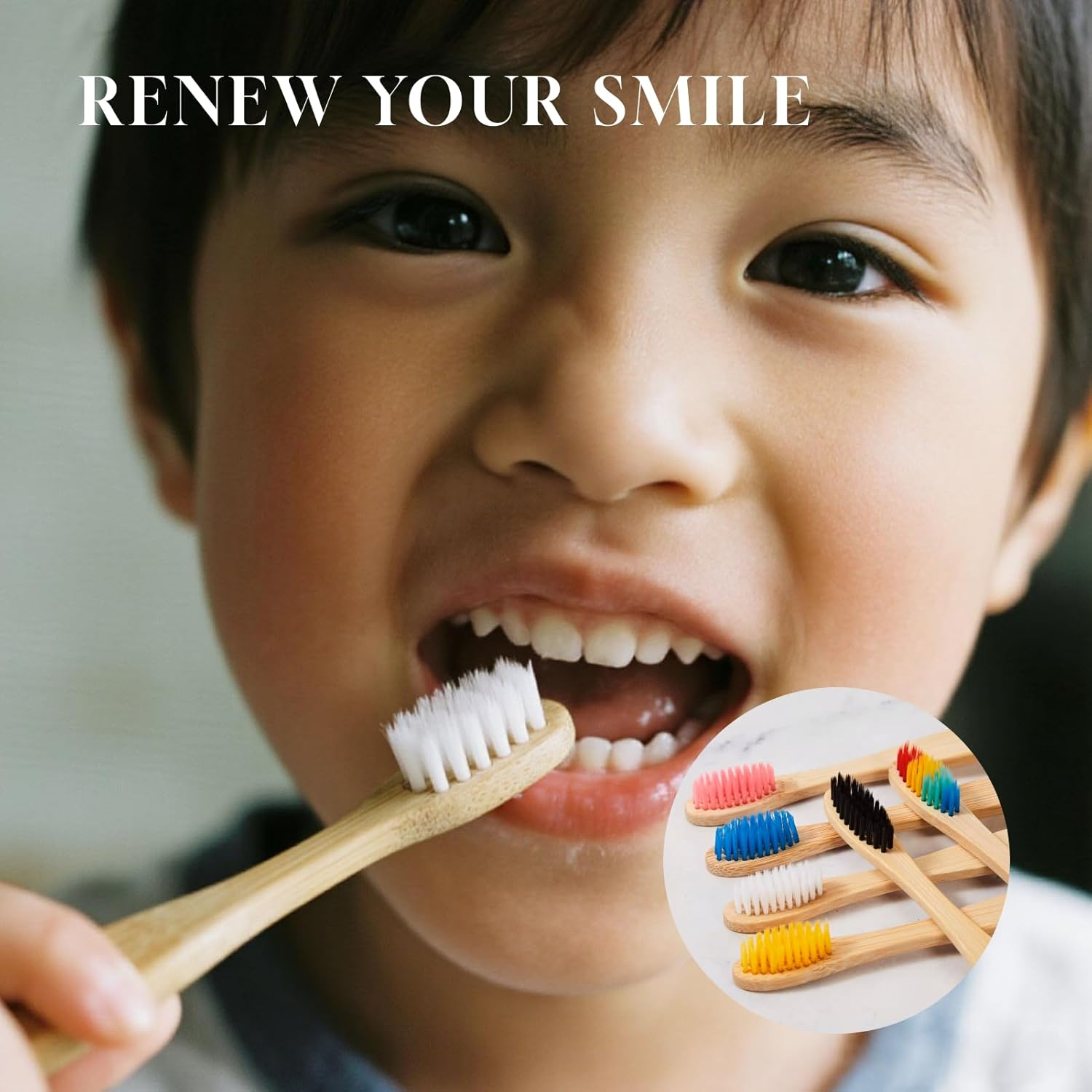 10 Pcs Soft Bristles Bamboo Toothbrush Set, Biodegradable Natural Charcoal Toothbrushes with Eco-Friendly Color Bristles, Perfect for Kids and Sensitive Teeth, Sustainable Oral Care Solution image number 2