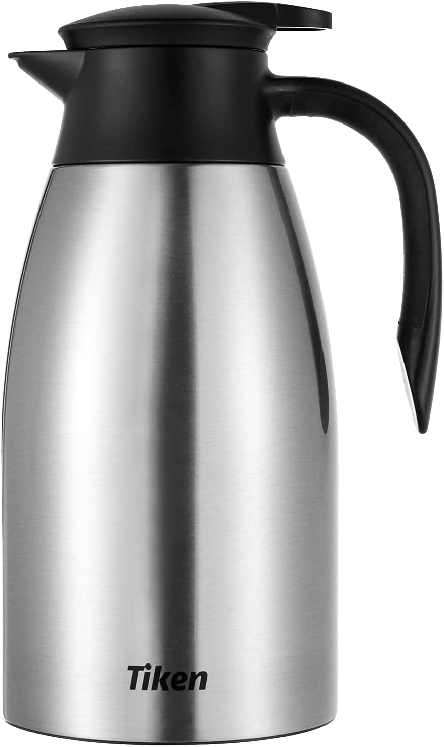Tiken 68 Oz Thermal Coffee Carafe, Stainless Steel Insulated Vacuum Coffee Carafes for Keeping Hot, 2 Liter Beverage Dispenser (Silver) image number 2