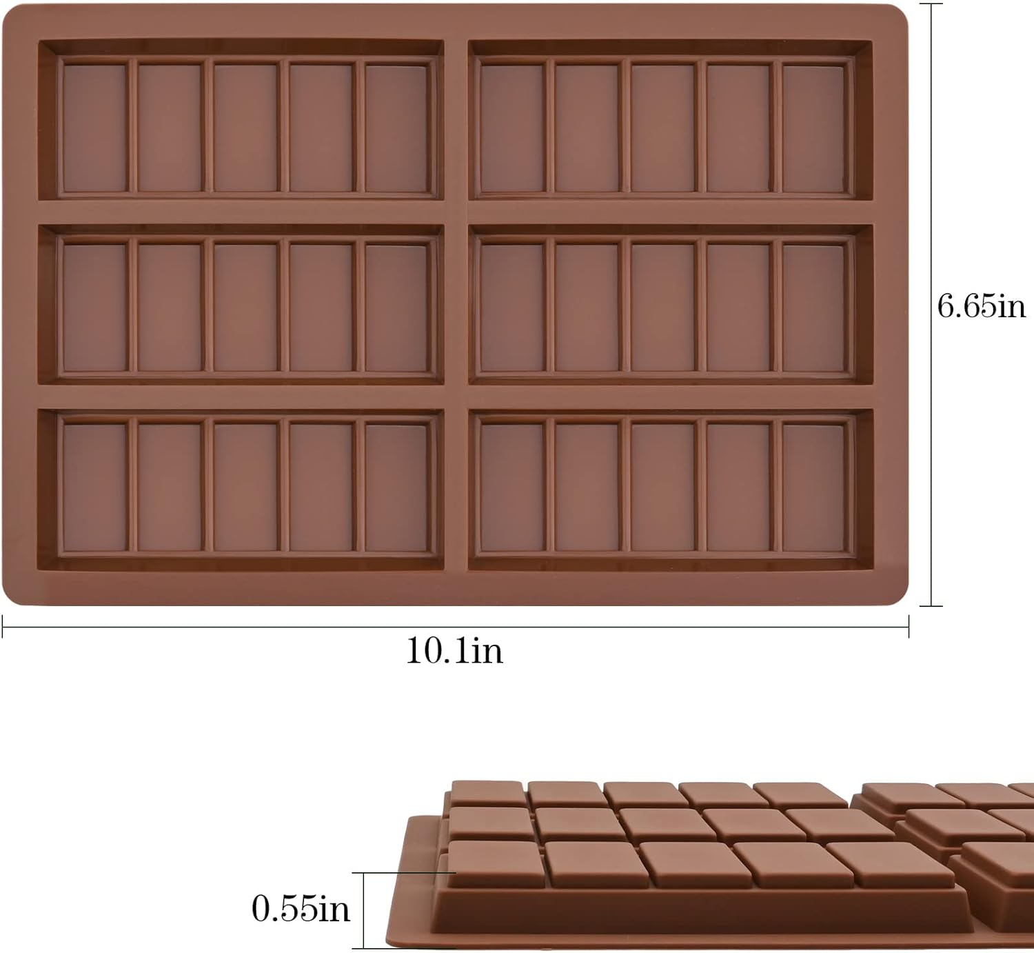 Wax Melt Molds Silicone,Rectangle Silicone Wax Melt Chocolate Bar Mold for Wickless Wax Melt Candles Chocolate Bakeware Molds - C image number 3