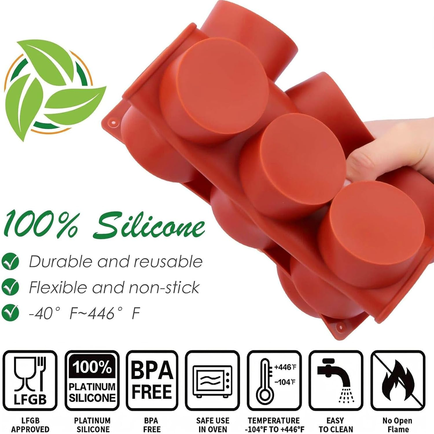 3Pcs round Silicone Moulds, Silicone Cake Chocolate Mold, Mini Cheesecake Moulds for round Cylinder Candy Jello Cake Chocolate