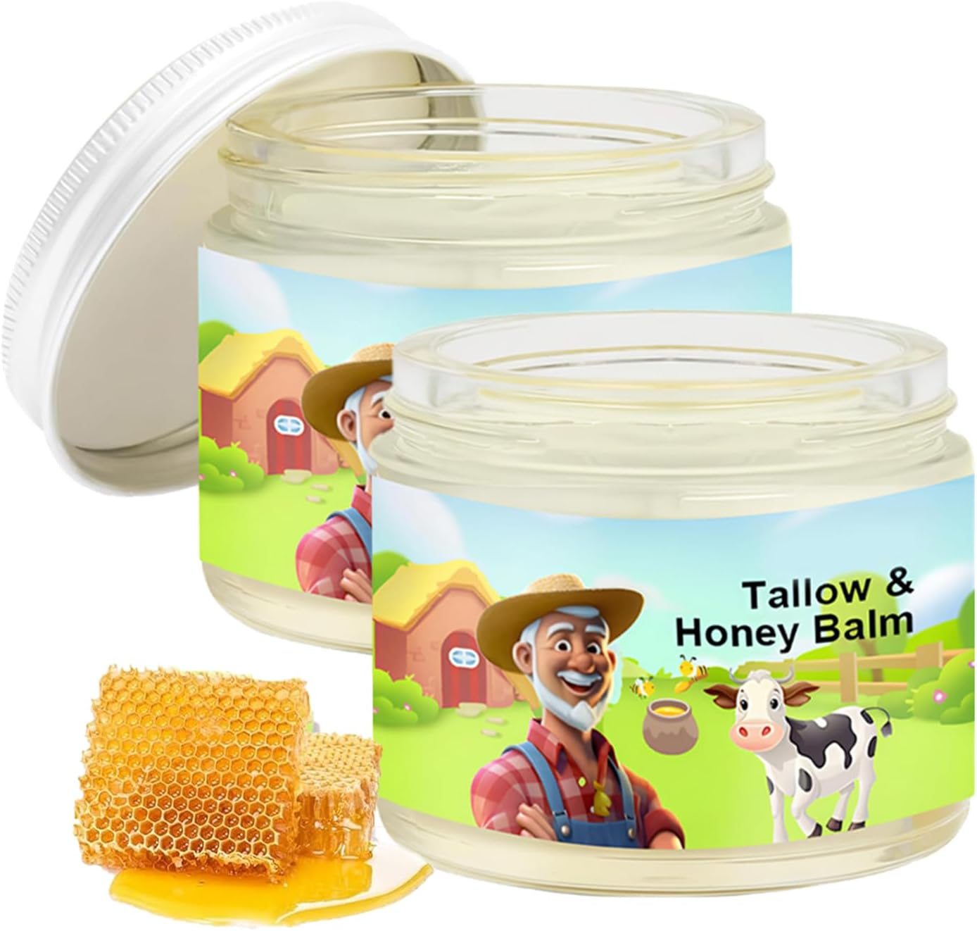 Tallow and Honey Balm, Beef Tallow and Honey Balm, Refreshing and Non Greasy Texture, Deeply Penetrate Skin, Absorbs Quickly for Hydrate Skin, Leaving It Feeling Soft, Supple and Glowing