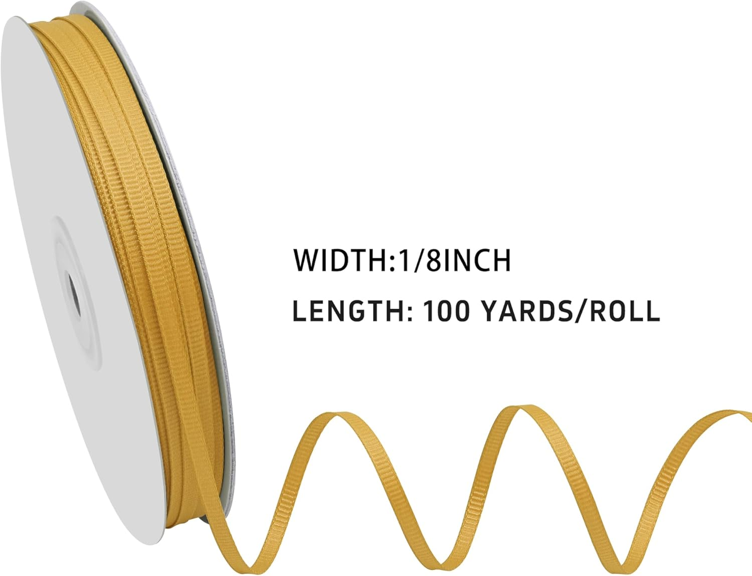 1/8 Inch 100 Yards Old Gold Grosgrain Ribbon for Gift Wrapping Very Suitable for Weddings Decoration Bouquet Arts Craft Sewing Hair Bow Invitation