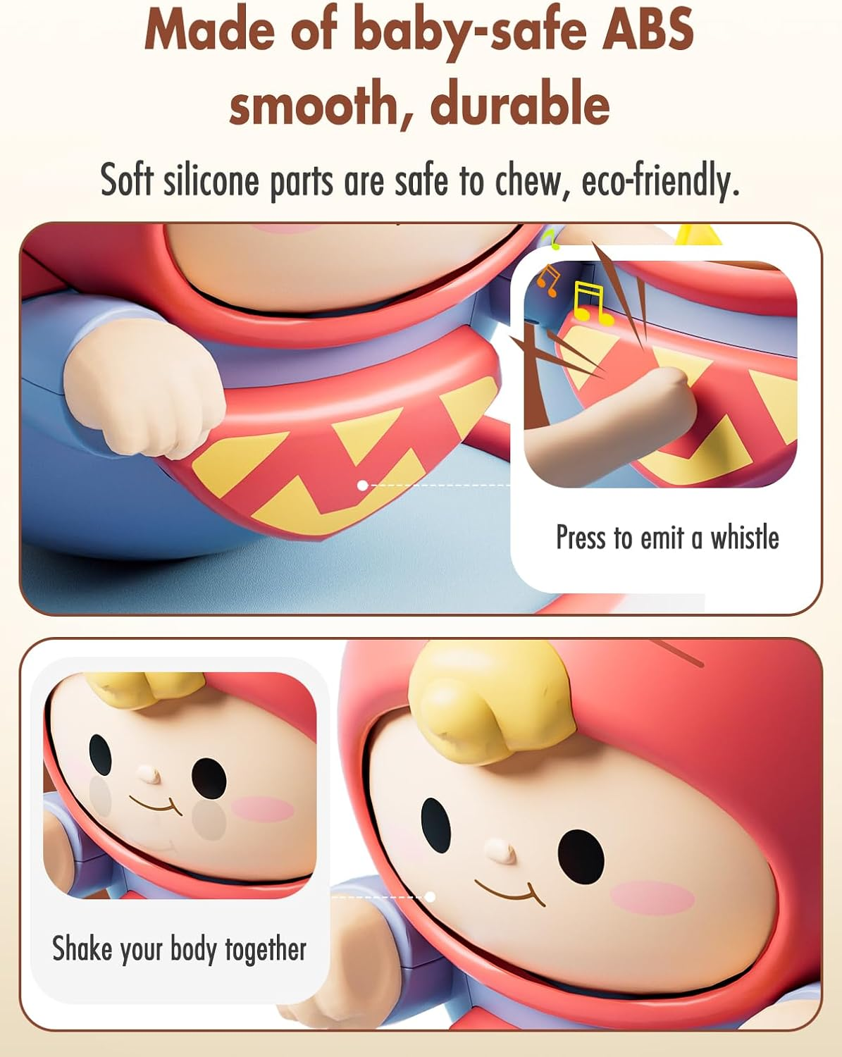 SVIOKODX Baby Roly-Poly Toy,Wobble Toy for Boy Girl,Crawling,Tummy Time,Sensory & Musical,Baby Essentials for Travel, Gifts for 18+ Month Toddler image number 2