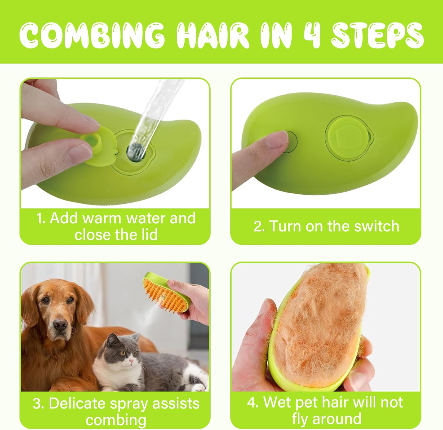 3 In1 Cat Steamy Brush Steamy Cat Brush Self Cleaning Steam Cat Brush Cat Grooming Brush Spray Steam Hair Brush for Long and Short Hair Cat Massages Treatments Eliminate Flying Hair Toys for Kids Gift image number 1