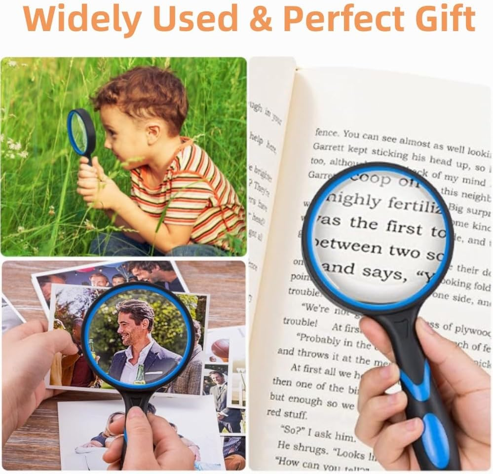 10X Magnifying Glass, Handheld Magnifier,75Mm Large Real Magnifying Glass Lens for Book Newspaper Reading, Classroom Science Insect and Hobby Observation image number 2
