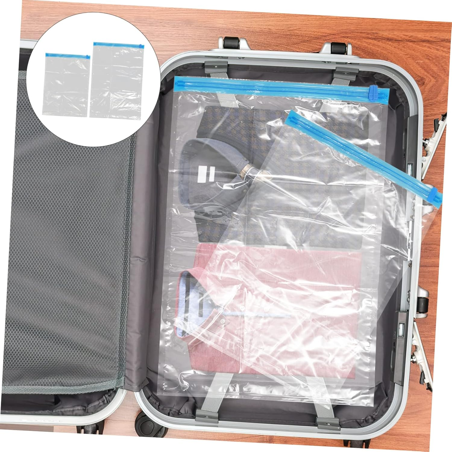 Luxshiny 10Pcs Hand Travel Vacuum Bag Compression Bags for Luggage Organiser and Space Saver image number 4