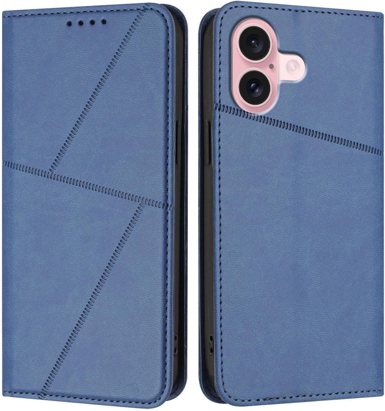 Case for Iphone 16, PU Leather Cover Wallet Case Wallet for Iphone 16, with Card Holder Slot Flip Cover Kickstand Drop Protection Magnetic Wallet Case - Blue