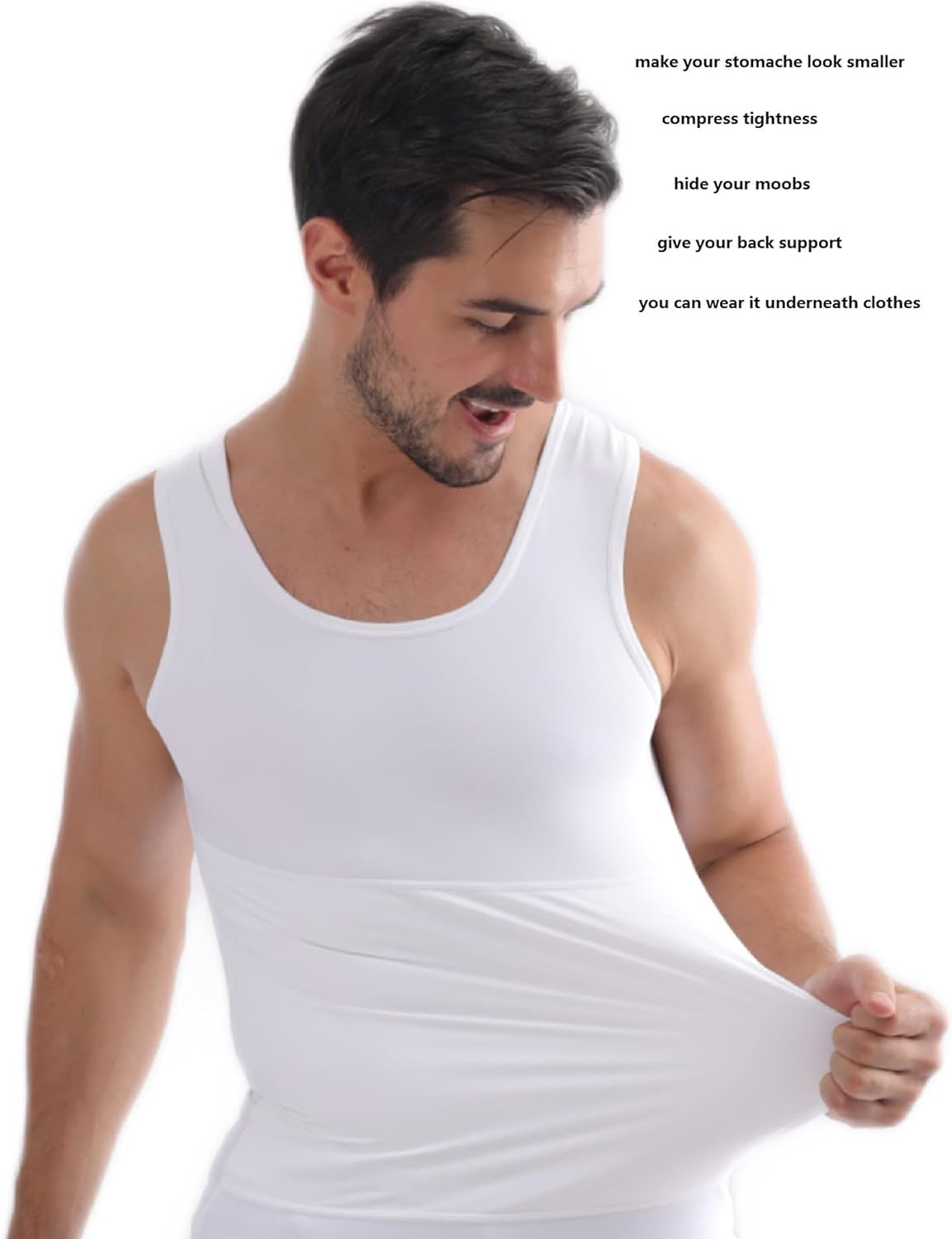 Men Slimming Tummy Control Chest Compression Hide Gynecomastia Undershirt Shapewear