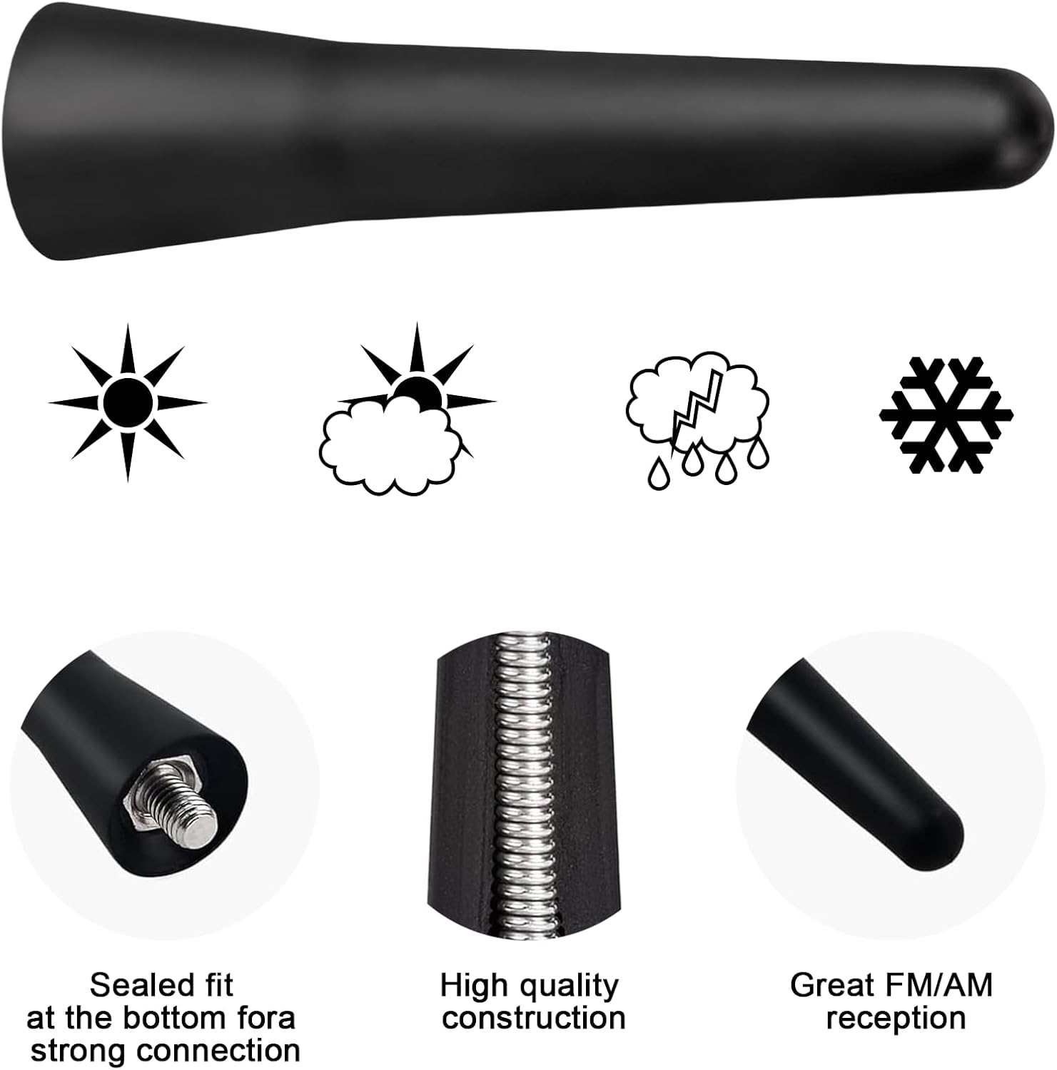 Hrenvaxil Car Radio Universal Vehicle Roof Mount Short Antenna, 6.5Cm/2.5 Inch Mini Antenna Compatible with Toyota, Honda, Subaru, GMC, Chevrolet, Nissan, Ford, Jeep Etc image number 3