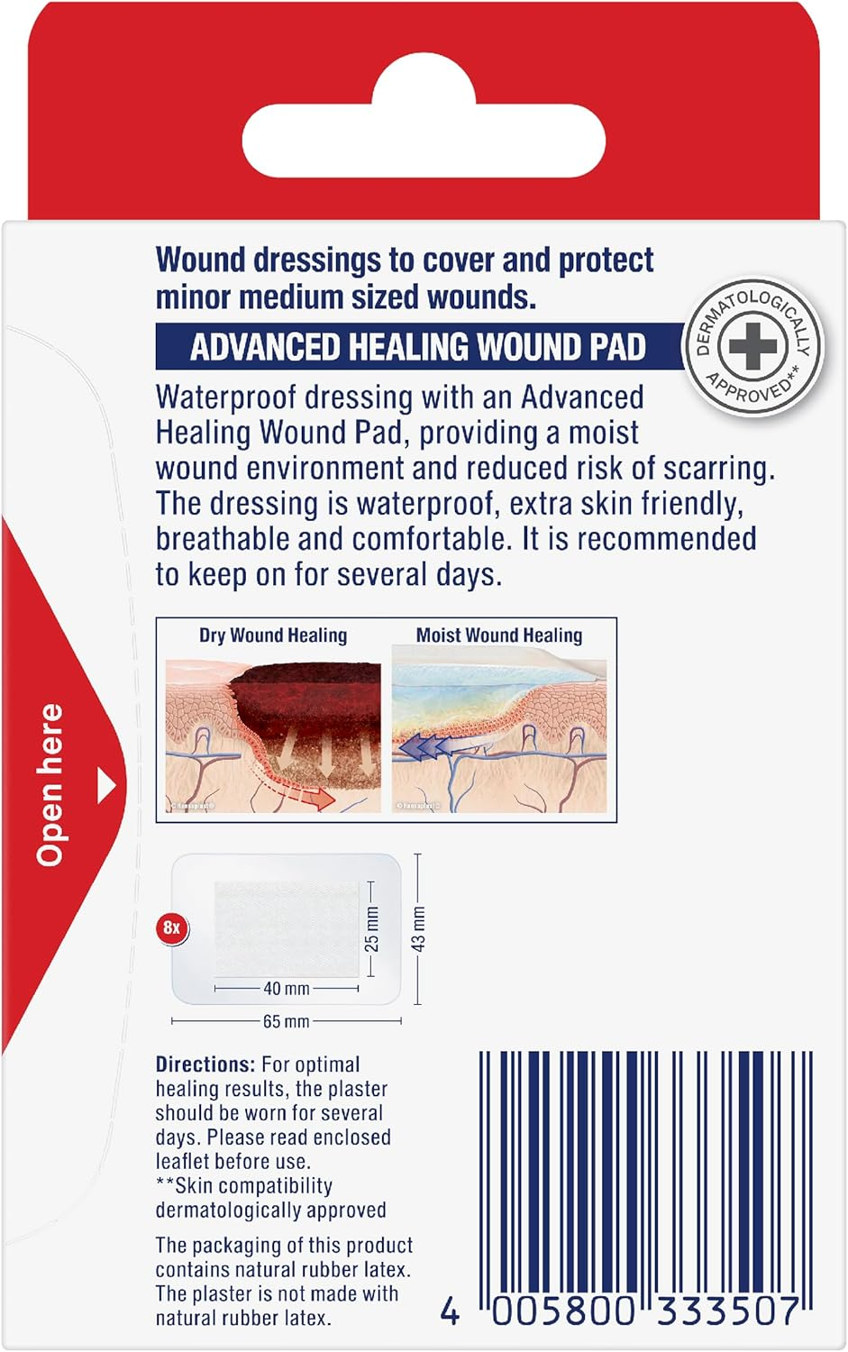 Elastoplast Waterproof XL Fast Healing Plasters, 6.5Cm X 4.3Cm - 8 Pack