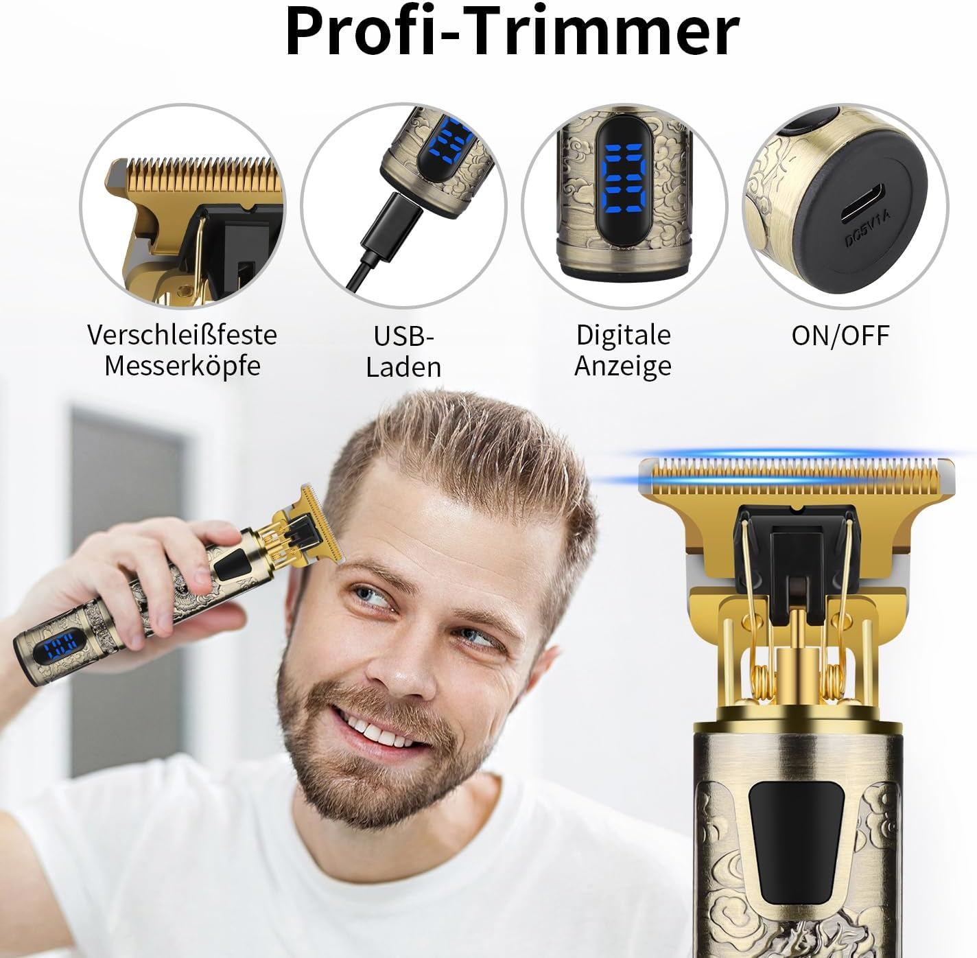 HIENA PRO Professional Hair Trimmer Set for Men, Cordless Hair Trimmer, Beard Trimmer, Foil Shaver Set, USB Rechargeable Complete Electric Hair Cutting Kit with 10 Guide Combs image number 2