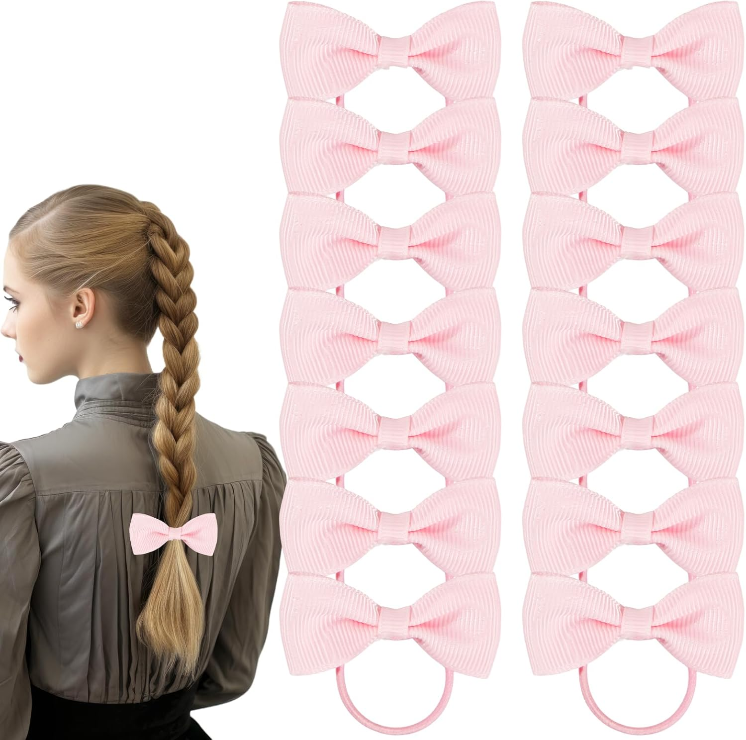 Bliceon 20 Pcs Navy Blue Hair Accessories Set - Girls' Bobbles, Bows, School Bands, Navy Blue Ribbon Headbands, Clips, Elastic Hairbands, and Braids - for Kids and Women