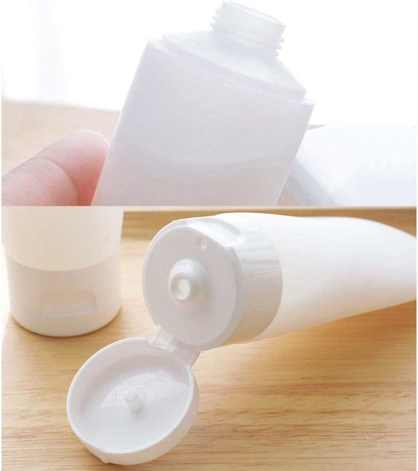 SOLUSTRE Travel Gel Bottle 4Pcs 100Ml Portable Travel Bottles Set Silicone Tubes Toiletries Containers Makeup Lotion Bottles for Cleaner Shampoo Liquids (White) Portable Lotion Container image number 4