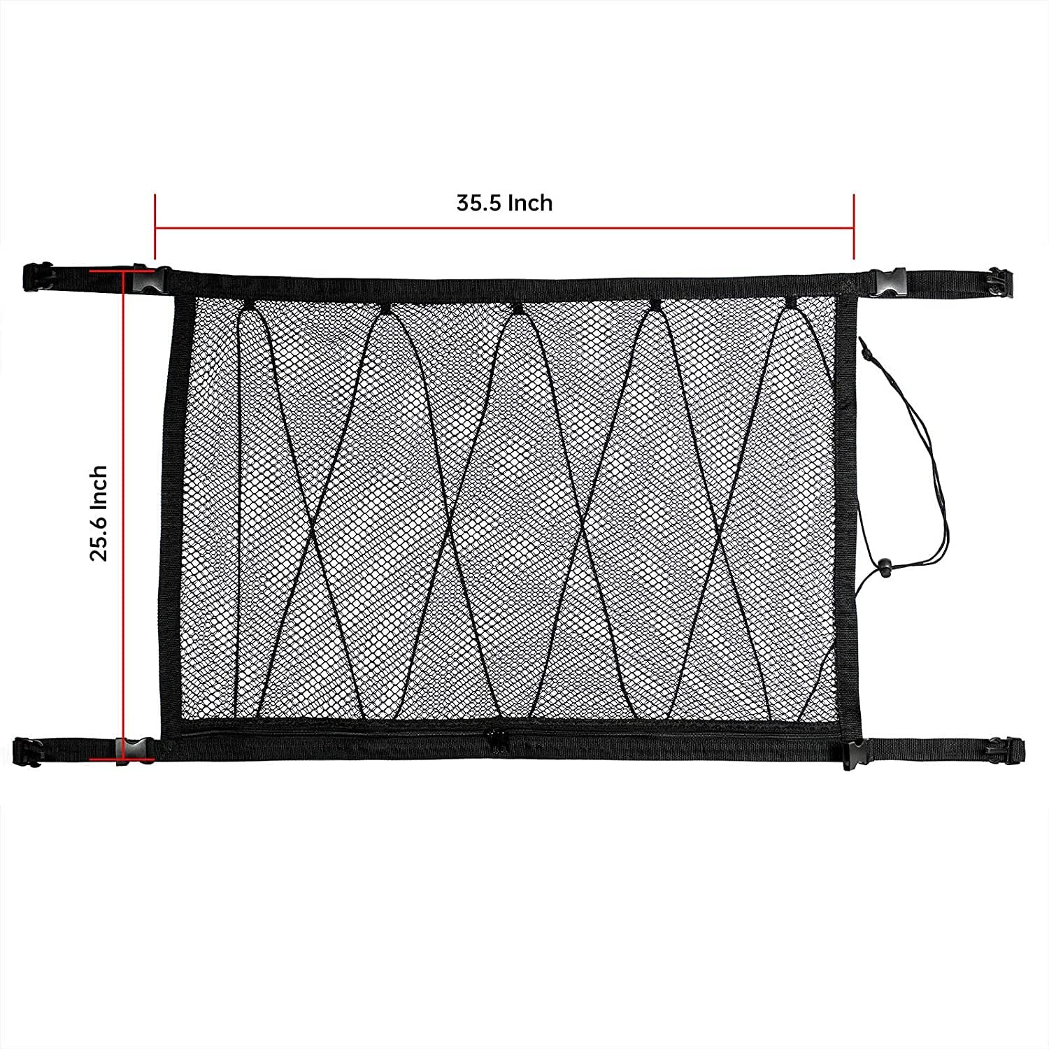 Car Ceiling Cargo Net Pocket, 90Cmx65Cm Adjustable Double-Layer Mesh SUV Roof Organizer Long Trip Storage Bag, Tent Putting Quilt Children'S Toy Towel Sundries Interior Accessories image number 2