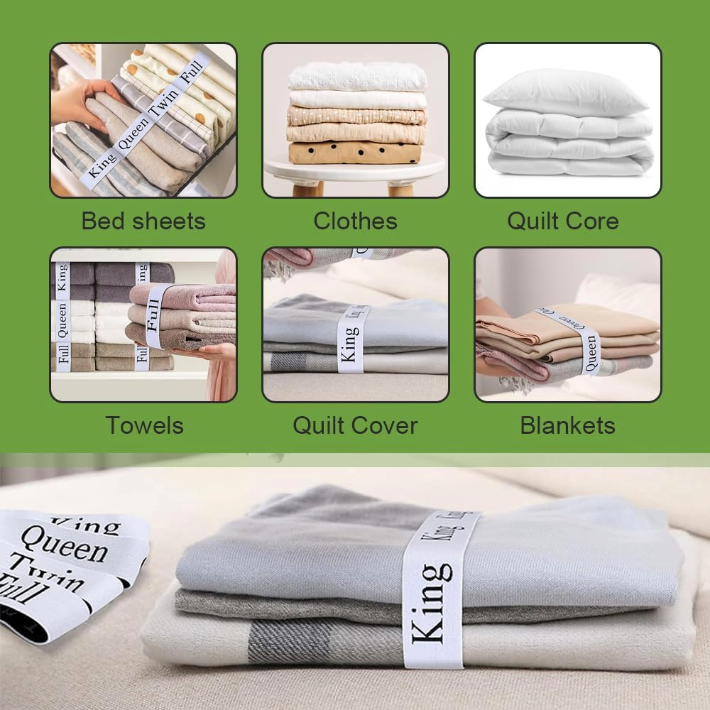 Chamgeco 10PCS Bed Sheet Organizer Bands, Elastic Bed Sheet Straps Organizer and Storage Label Bands, Linen Labels Bedding Bands Sheets Organizer Keepers for Closet, Bedroom, Dorm, Laundry Room image number 2