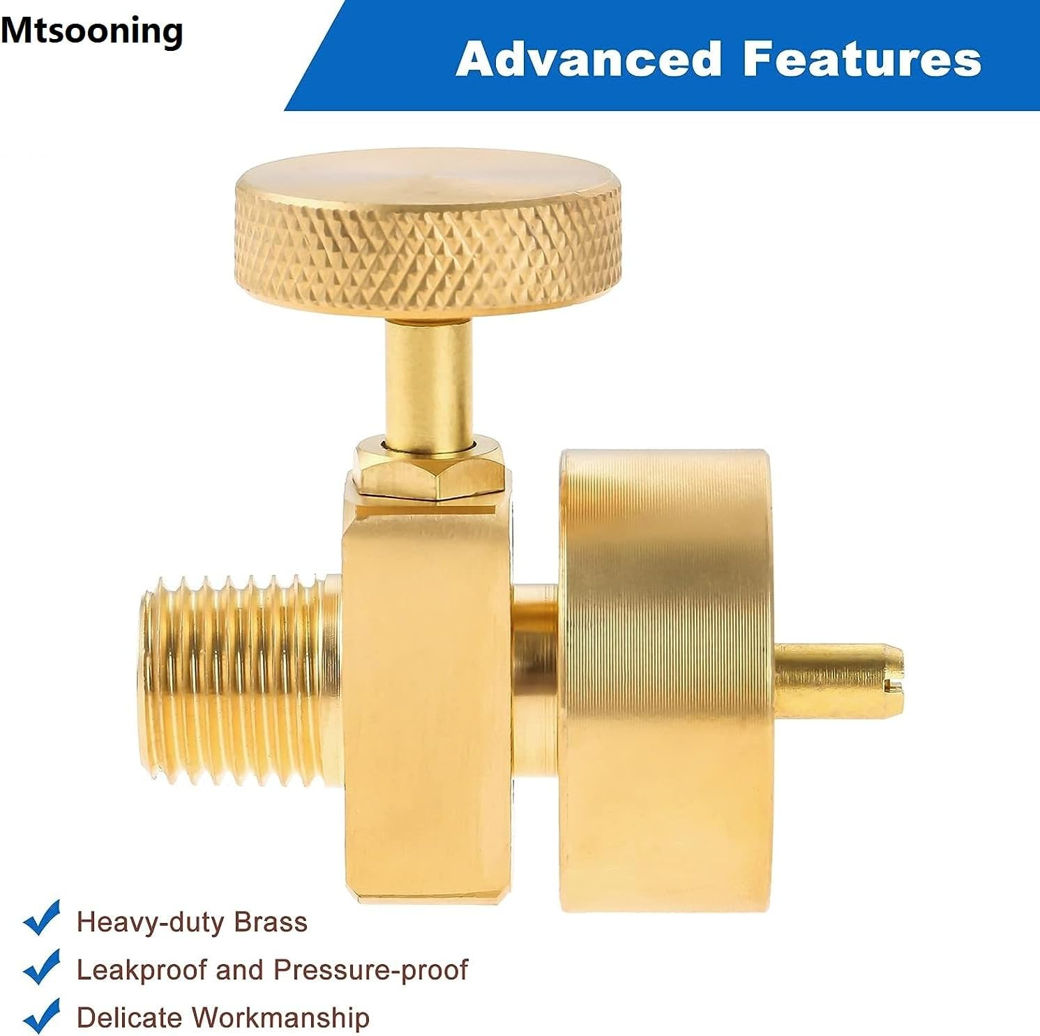 Mtsooning 1LB Propane Tank Refill Adapter for Throwaway Cylinder, with 1/4" Male NPT Thread X 1"-20 Female Cylinder Thread Fitting Connector for Stove, Grill image number 3