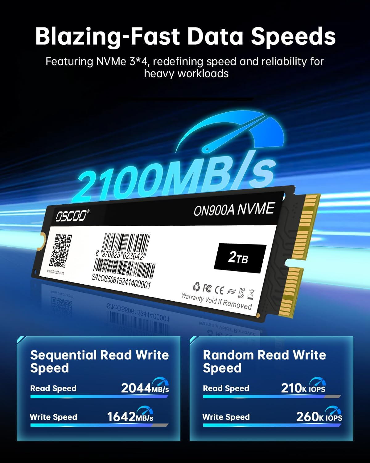 OSCOO 2TB Nvme SSD for Macbook - Pcie Gen3.0X4 Internal SSD, up to 2000Mb/S, Compatible with Macbook Air/Pro 2013-2017, Mac Mini 2014, Imac 2012-2018, Mac Pro 2013 - ON900A image number 5