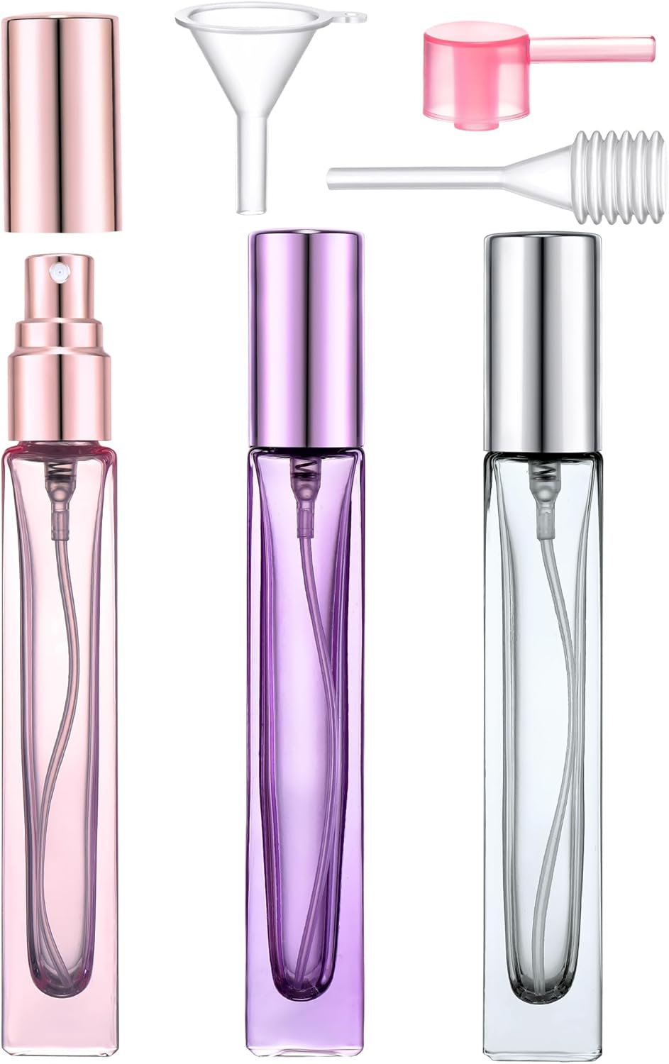 Yikimyfo Travel Perfume Spray Bottle, 4 Pcs(3Ml+5Ml+9Ml+10Ml) Leakproof Cologne Travel Bottle Refillable Perfume Bottle Fine Mist Perfume Atomizer Mini Spray Bottles Fragrance Bottle