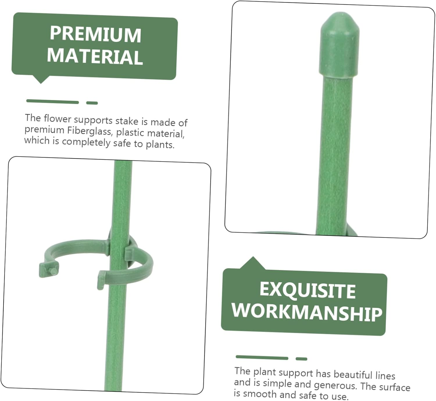 FONDOTIN 10 Pcs Garden Plant Support Stakes Single Stem Plant Stakes and Roses for Gardening