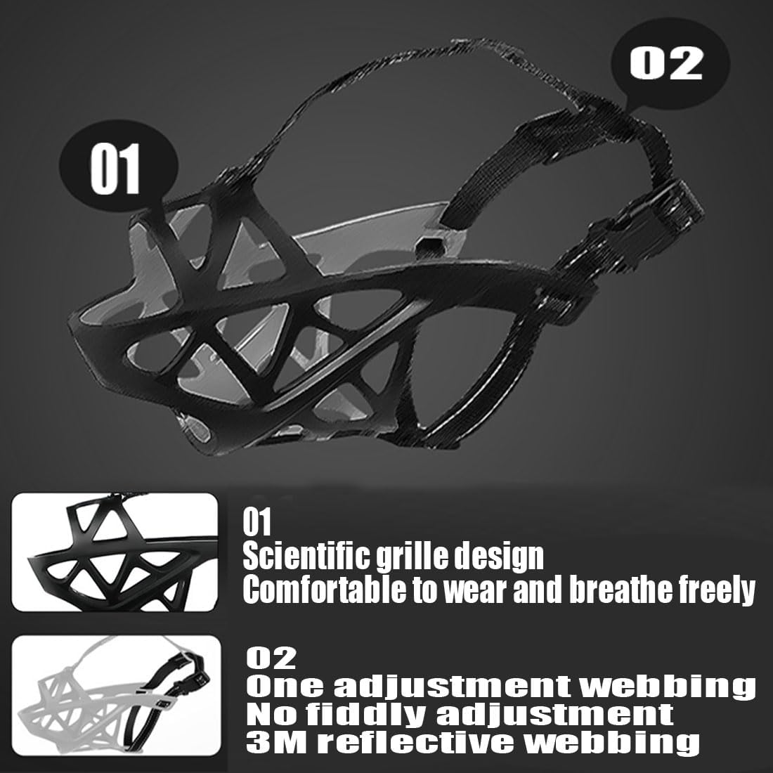 Dog Muzzle, Soft and Comfortable, Breathable Basket Muzzles,Chewing and Scavenging,Perfect for Grooming and Training Medium, Black (L) image number 2