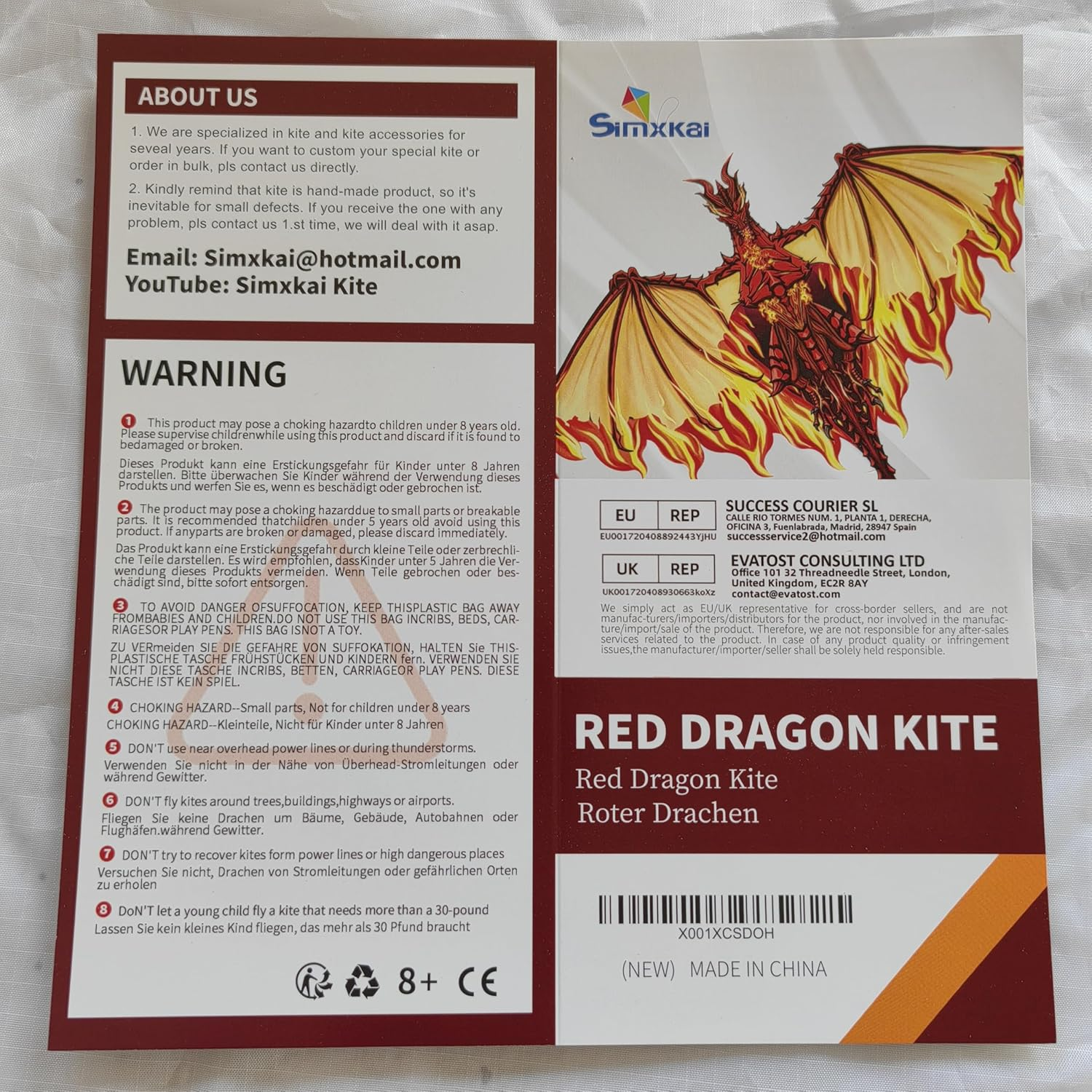 Dragon Kite for Kids & Adults, Easy to Fly Kite for Beginners,Large Single Line Kite for Beach Trip image number 4