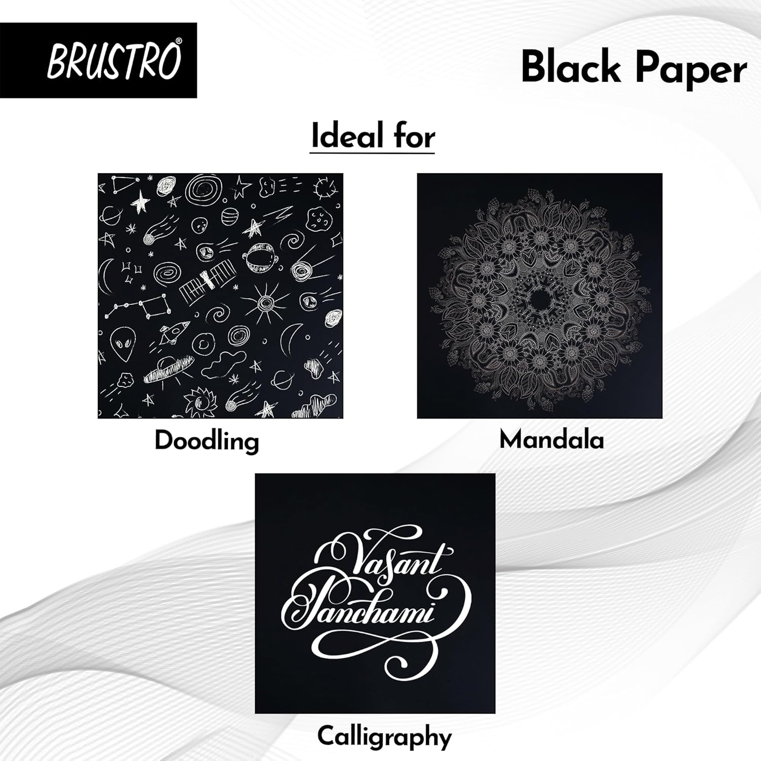Brustro Black Paper - 200 GSM A4 (Pack of 30 Sheets) image number 2