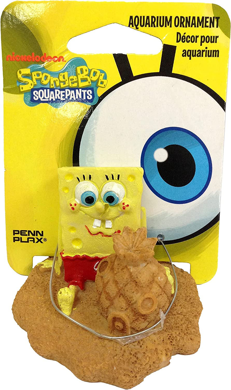 Penn Plax Spongebob Squarepants with Pineapple Home Sand Castle Aquarium Ornament, 6.35 X 3.81 Cm Size