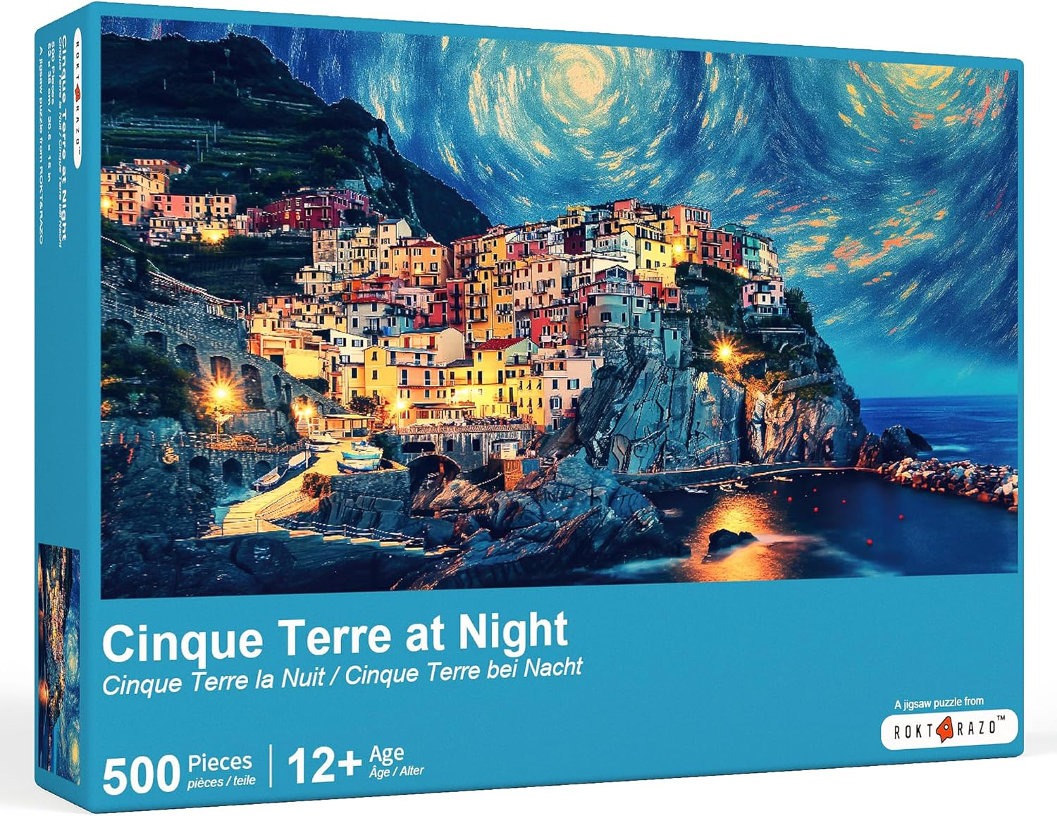 Cinque Terre at Night, 500 Pieces Jigsaw Puzzles, Challenging Puzzle Perfect for Adults, Family Game Nights, 20.5 * 15.0 In image number 2
