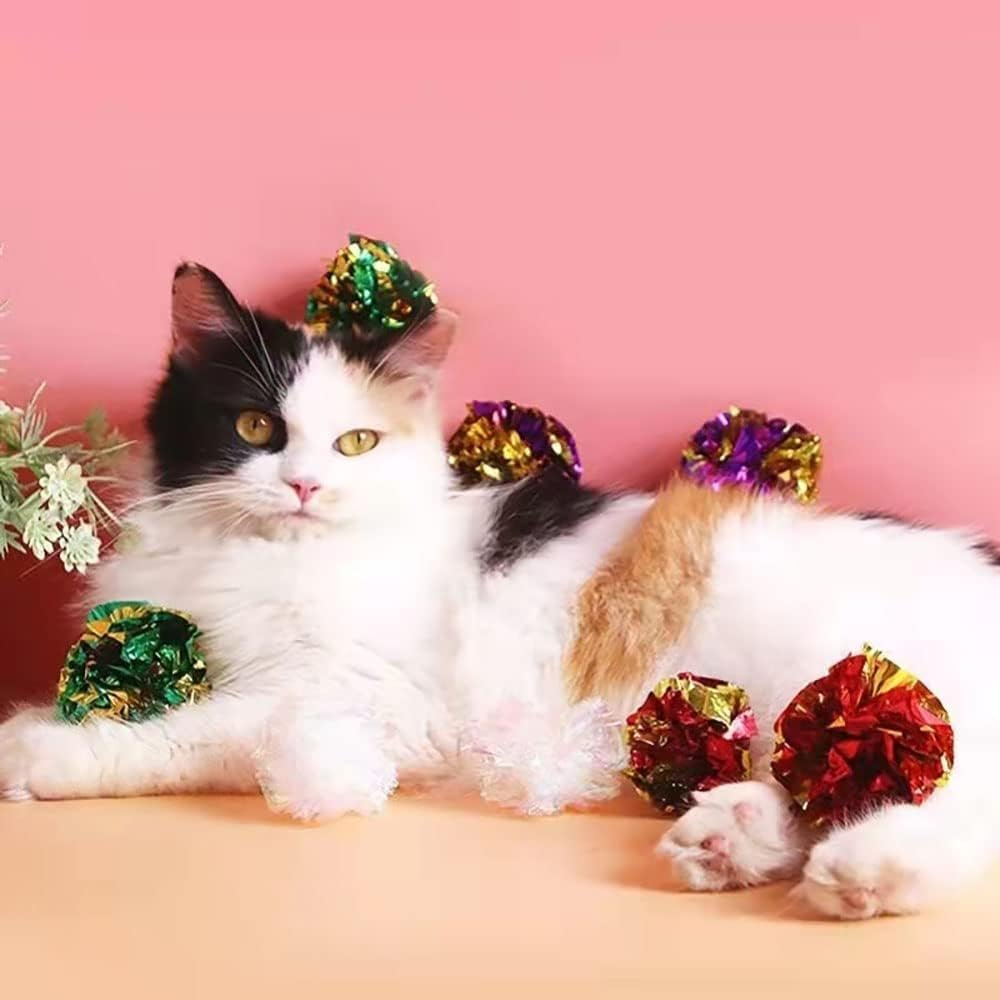 20Pcs 2.4" Crinkle Balls Cat Toys Funny Lightweight Shiny Crinkle Paper Ball Bright Color Paper Ball Kitten Toys Indoor Interactive Toy Ball with Crinkly Sound for Kittens and Adult Cats image number 6