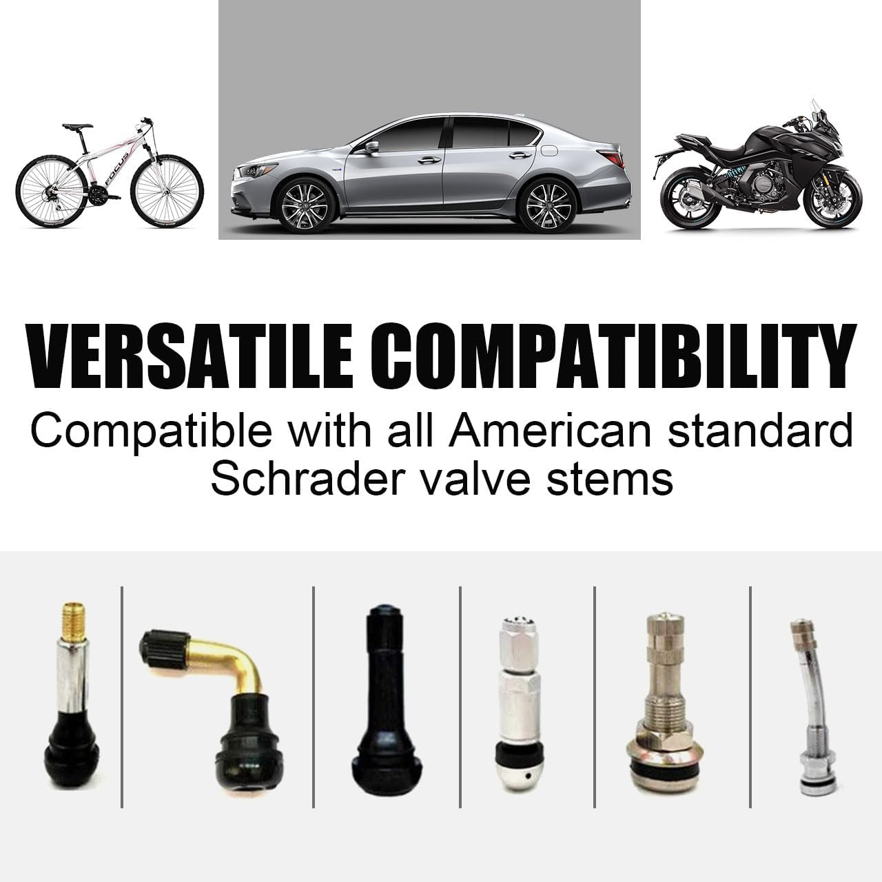 Tire Valve Stem Caps - (5 Pack) Metal Air Caps with Plastic Liner, Corrosion Resistant, Leak-Proof, Universal Stem Covers for Cars Trucks Motorcycles and Bikes - Black image number 3