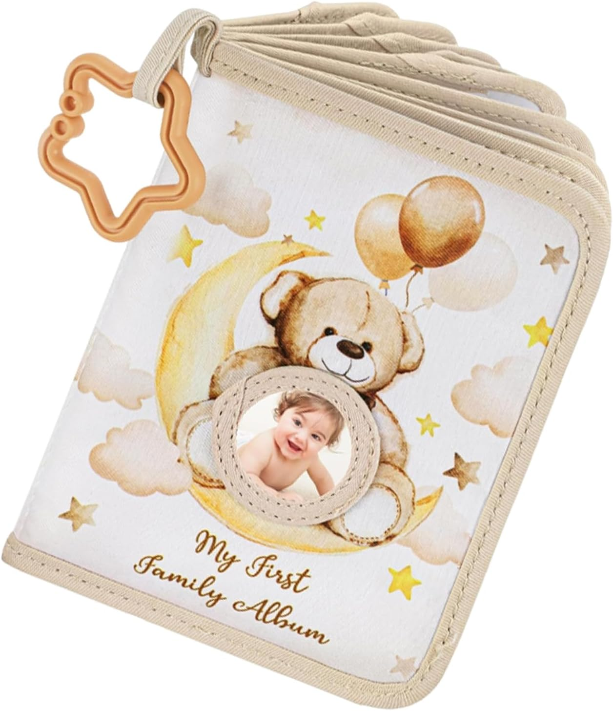 Soft Fabric Toddler Family Album - 17 Photo Holder Baby Keepsake | Educational Picture Book for Babies, Pram Crib Bedroom Travel Accessory, Home Decor for Kids, Boys, Girls, Parents image number 1