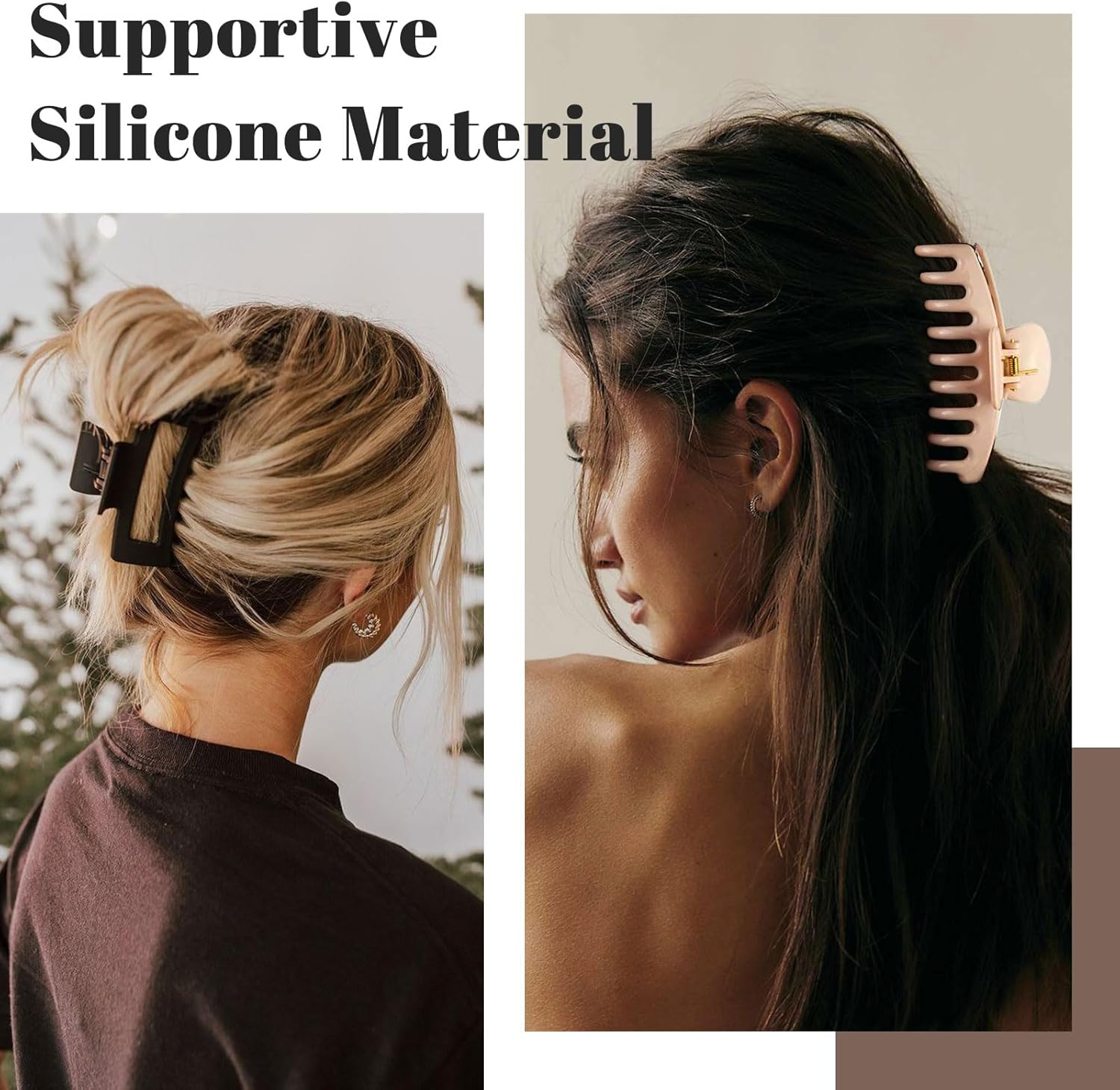 Muorruo 6 Piece Medium Silicone Cloud-Shape Hair Claws, Soft and Flexible Rectangular Hair Claws, Break-Resistant with Non-Slip Strong Grip, Hair Clips for Fine and Curly Hair image number 5