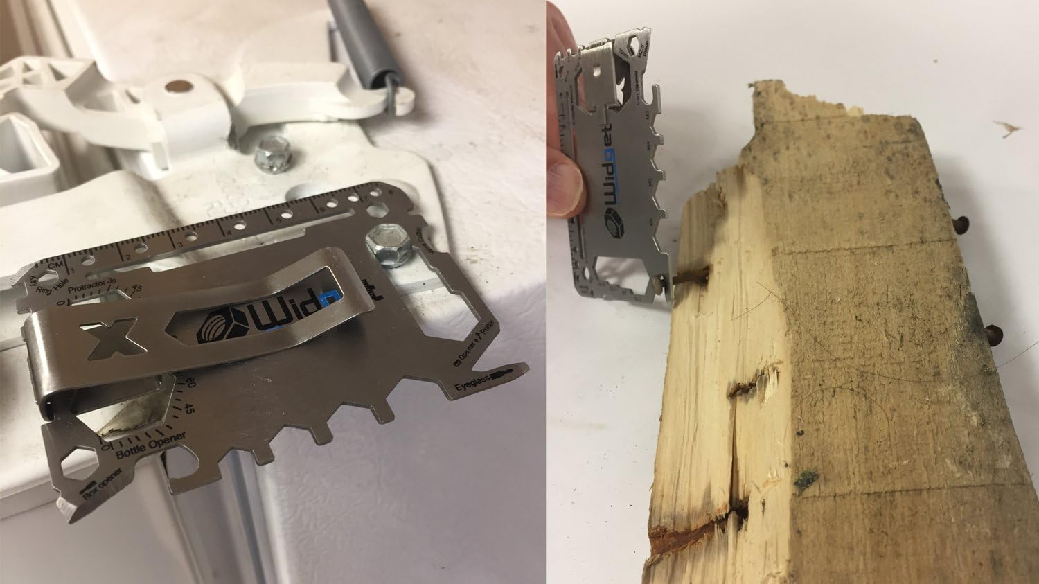 W4W, Multi Purpose Survival Pocket Tool - 43 in 1 - Credit Card Wallet Size Ninja Multitool with Money Clip (Silver) image number 6