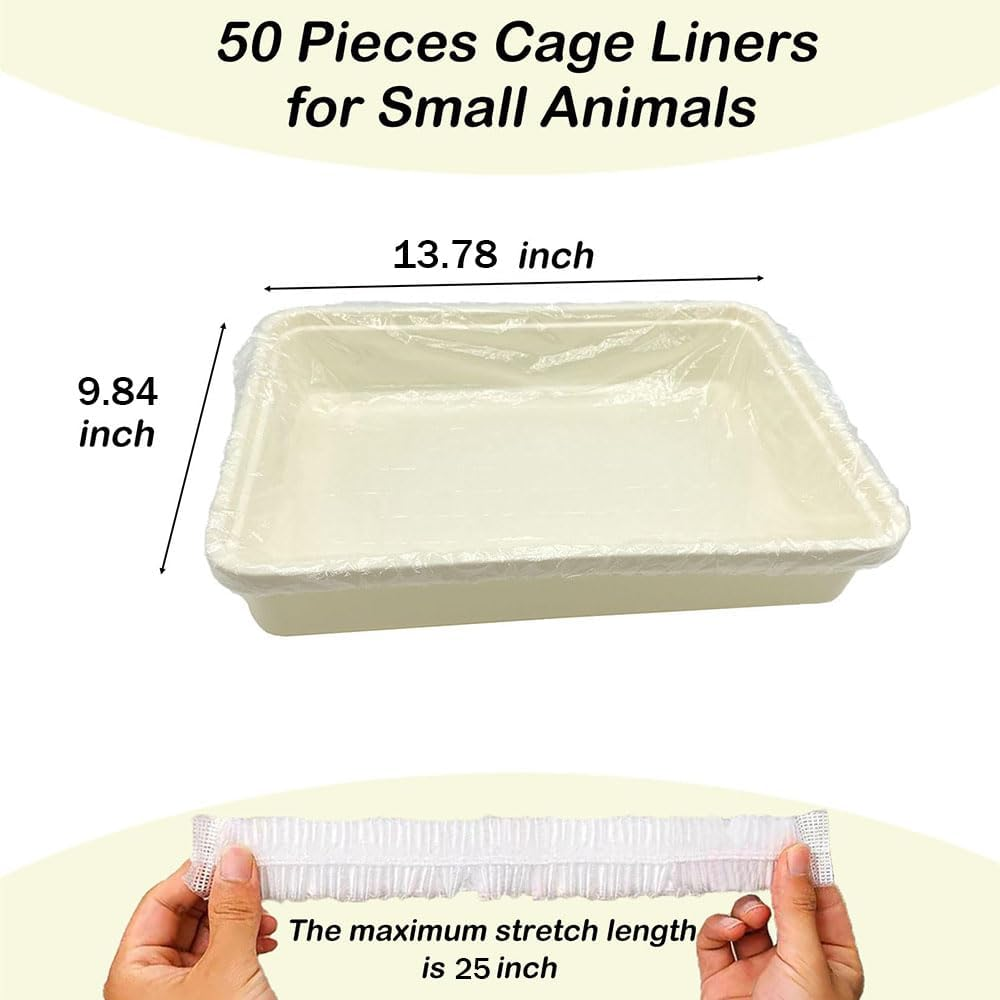 50 PCS Disposable Small Animal Cage Liners, Hamster Tray Liner,Rabbit Tray Film Liner,Clear Plastic Box Liner Guinea,Pig Cage Toilet Plastic Film(13.78 * 9.84 Inch) image number 2