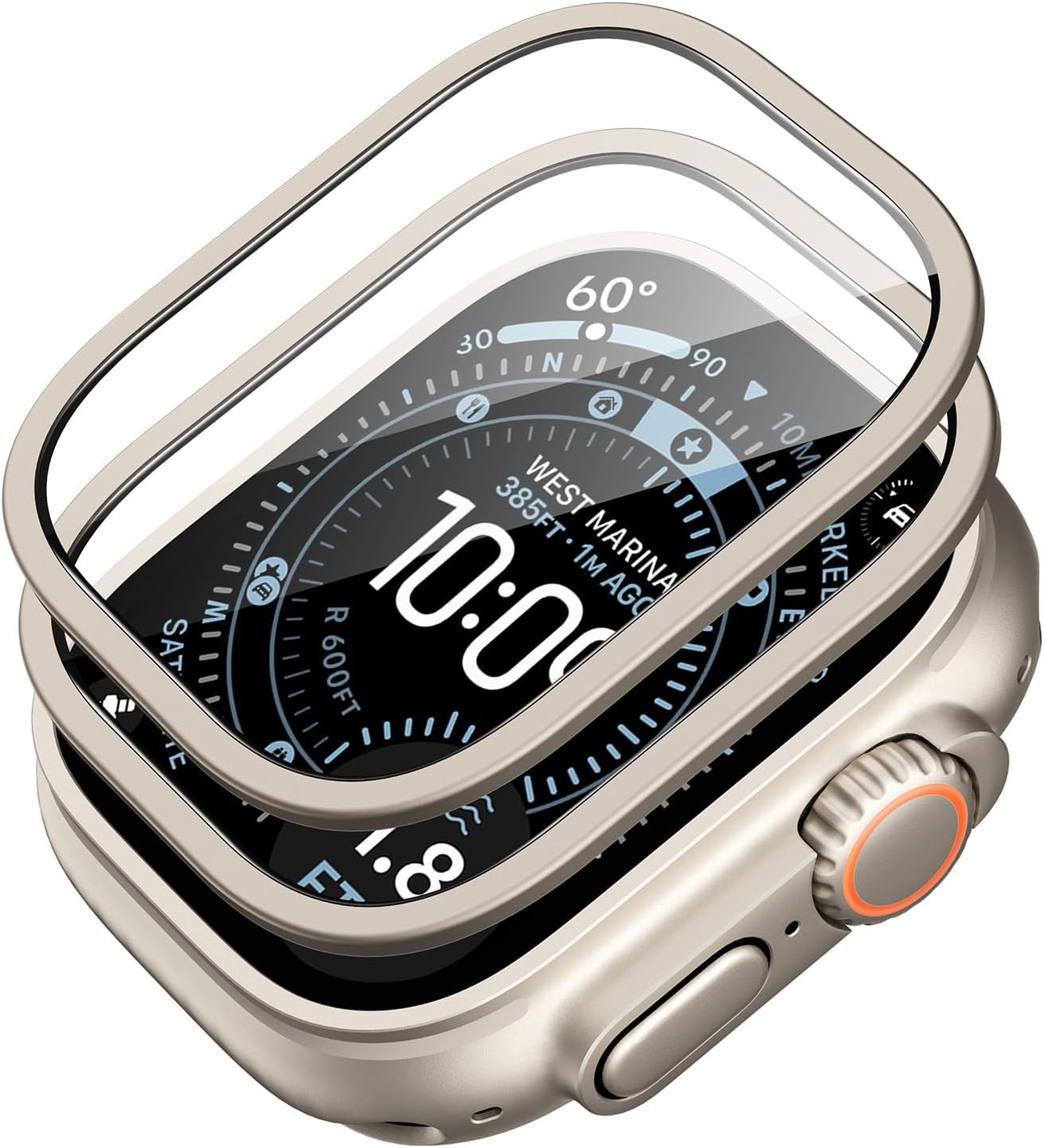 ESR 2 Pack Armorite Screen Protector for Apple Watch Ultra 3/2/1 (2025/2024/2023/2022,49 Mm), Military Grade Protection, Tempered Glass Film with Aluminum Alloy Frame, Anti-Scratch, Black