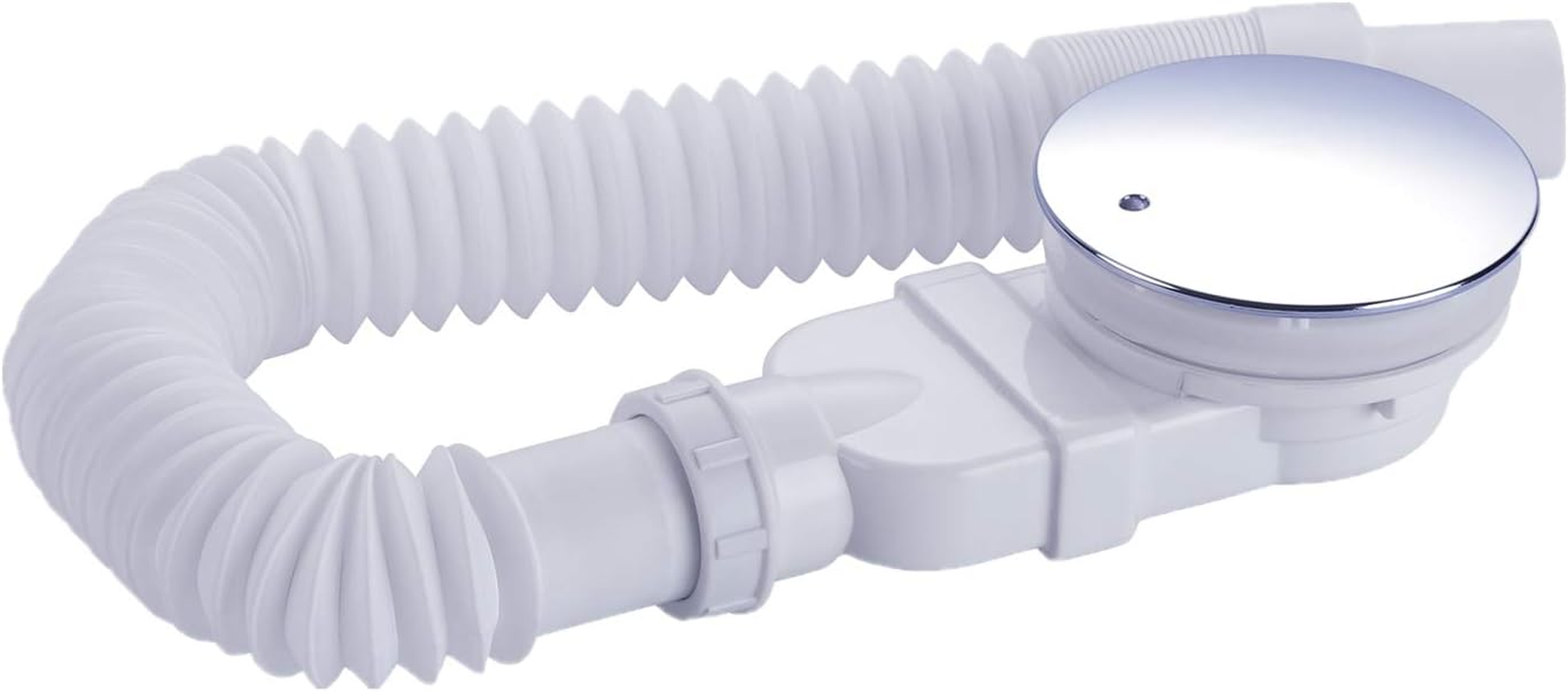 IMPTS Shower Drain Fitting, 90 Mm, Extra Flat Drain Hole Set for Shower Tray, Siphon with Odour Stop, Hair Strainer, Flex Hose, Chrome Cover image number 6