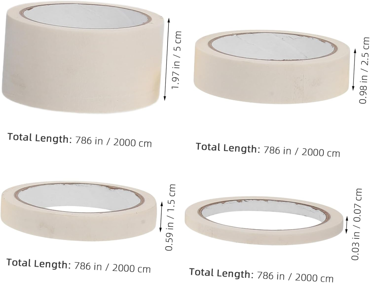 Gadpiparty 4Rolls Masking Paper Tape for Automotive Painting White Easy Tear for DIY Crafts and Model Masking image number 2