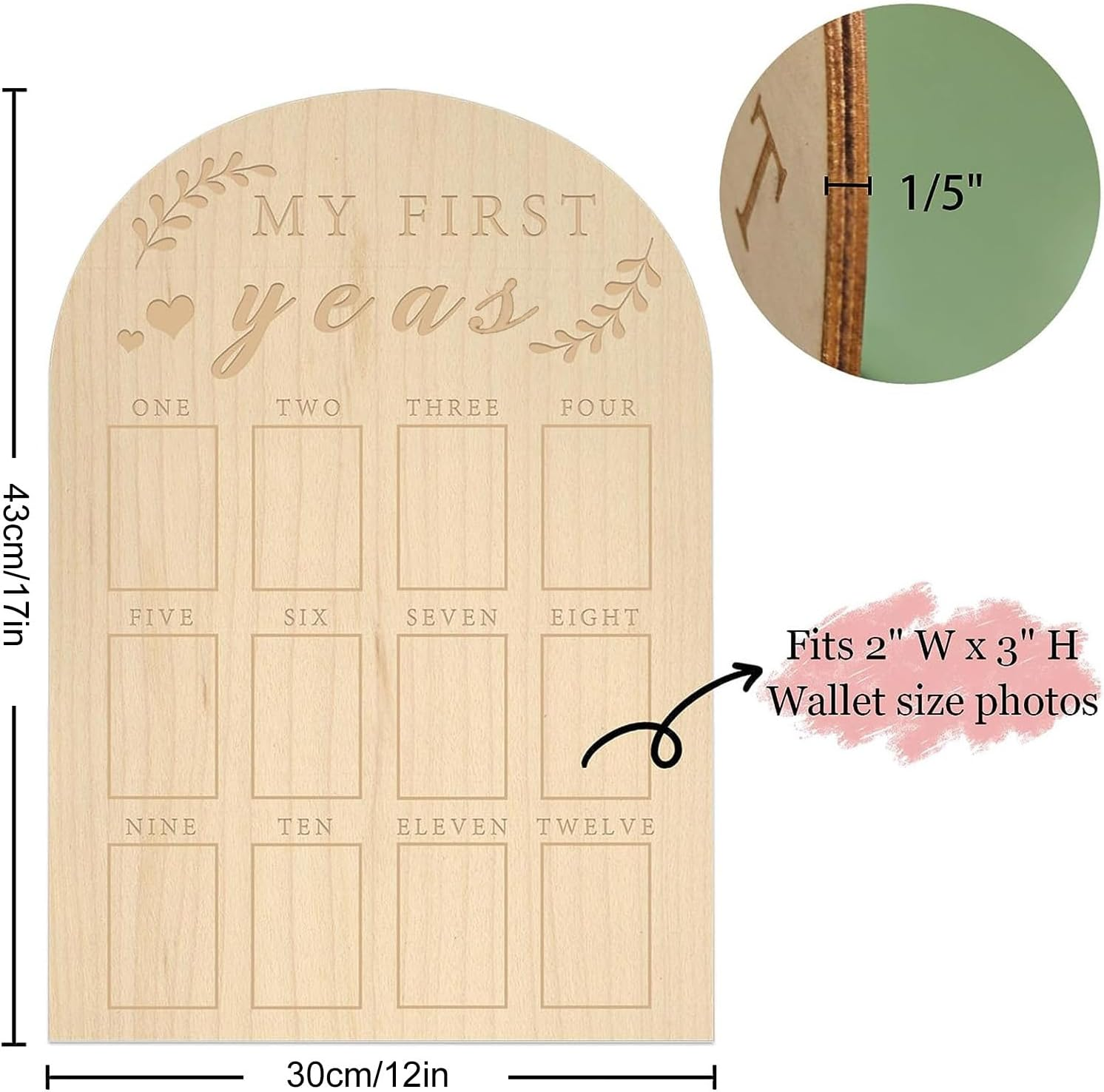 Toddler First Year Photo Display,Memory Frame Photo Display Toddler Keepsake Book - Wood Board Toddler First Year Photo Frame Milestone Board for Toddler Shower or Birthday Party
