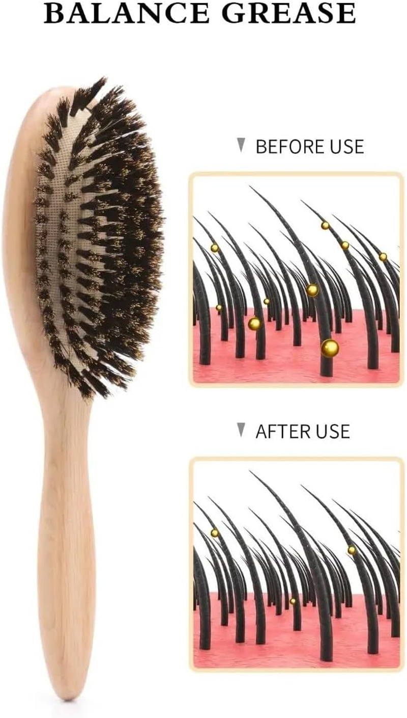 Felefi Oak Wood Hair Brush, Boar Bristle Cushion Brush, Wet and Dry Hair image number 3