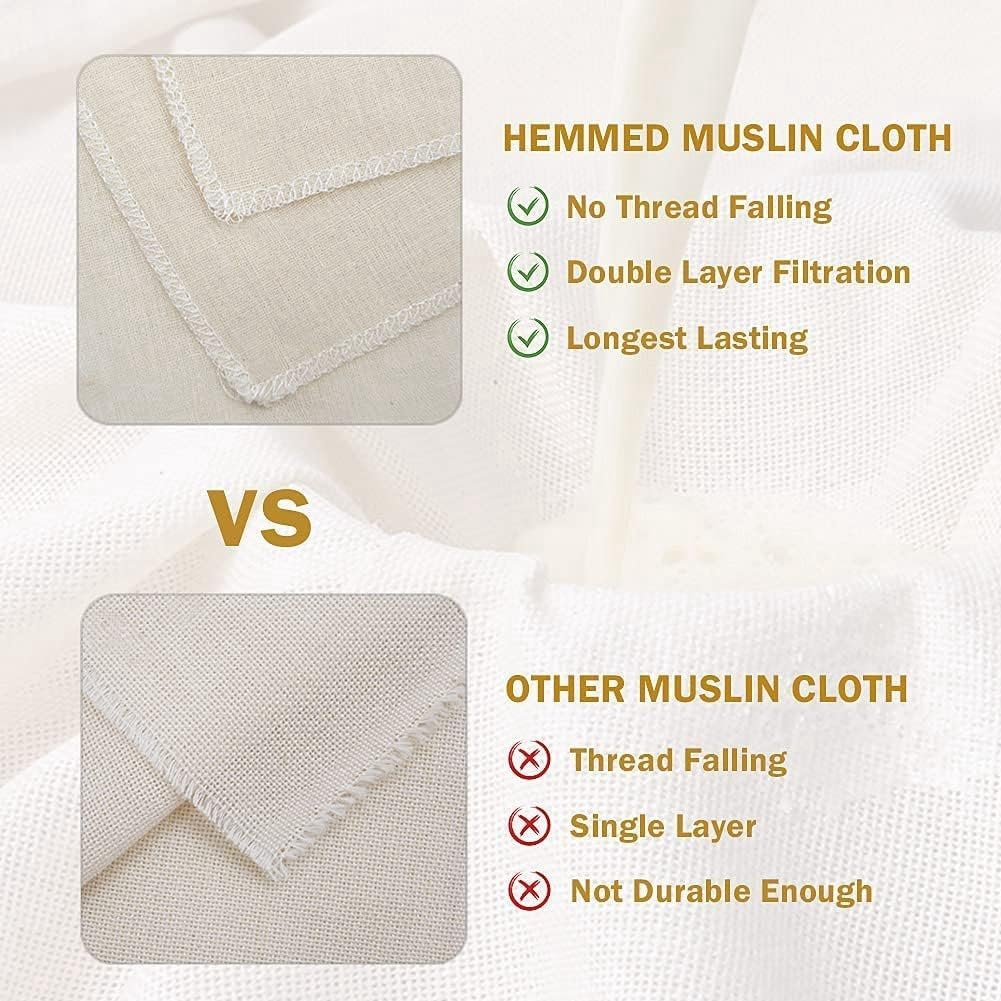 12 Pack Cheeseclothes, Unbleached Pure Cotton Muslin Clothes Soft Square Cheese Clothes for Cooking, Straining, Baking