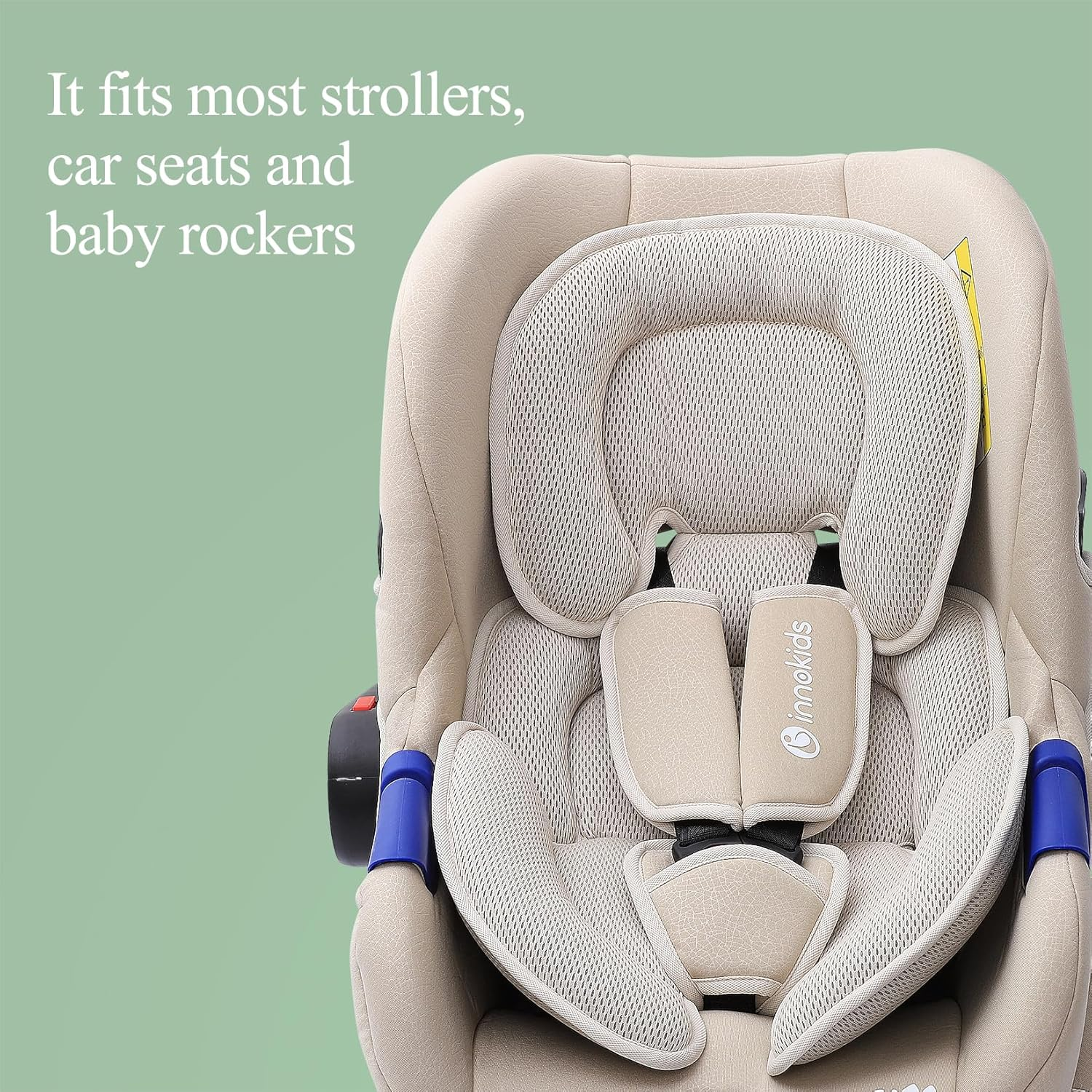 Infant Car Seat Insert, Car Seat Head and Body Supports for Babies, Soft Car Seat Insert Cushion Pad Suit for Infant Car Seats and Baby Strollers(Beige) - Beige image number 3