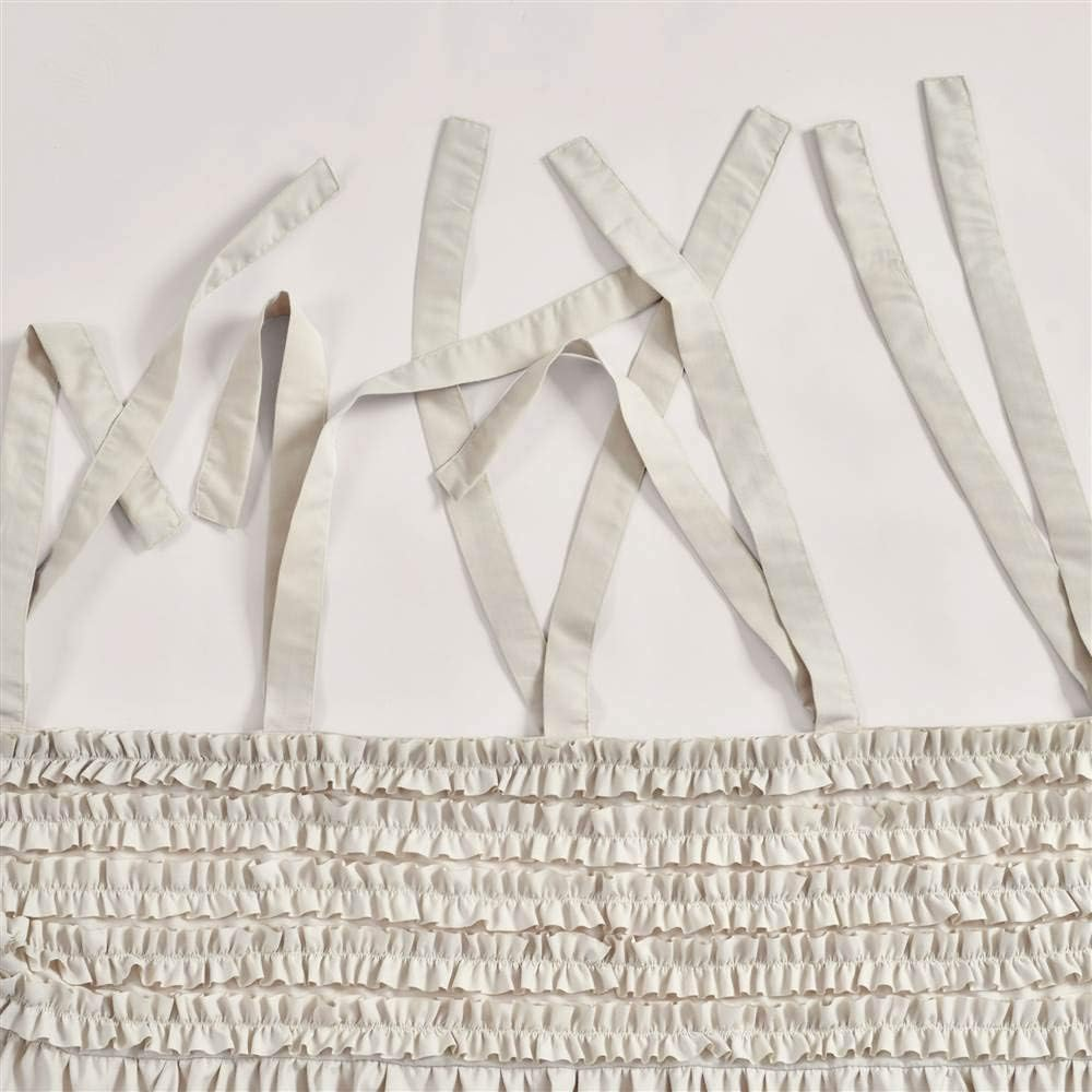 Lush Decor, Neutral Lydia Curtains Ruffle Window Set for Living, Dining, Bedroom X 40, 84 in L Panel Pair image number 3