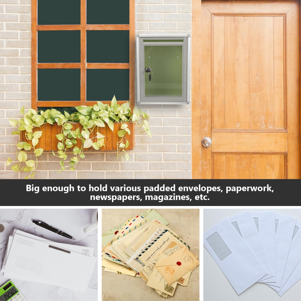 STOBOK Transparent Mailbox, Acrylic Suggestion Box with Slot and Lock, Wall-Mount Complaint Box for Collecting Mail Office & School Use, Dark Grey image number 2