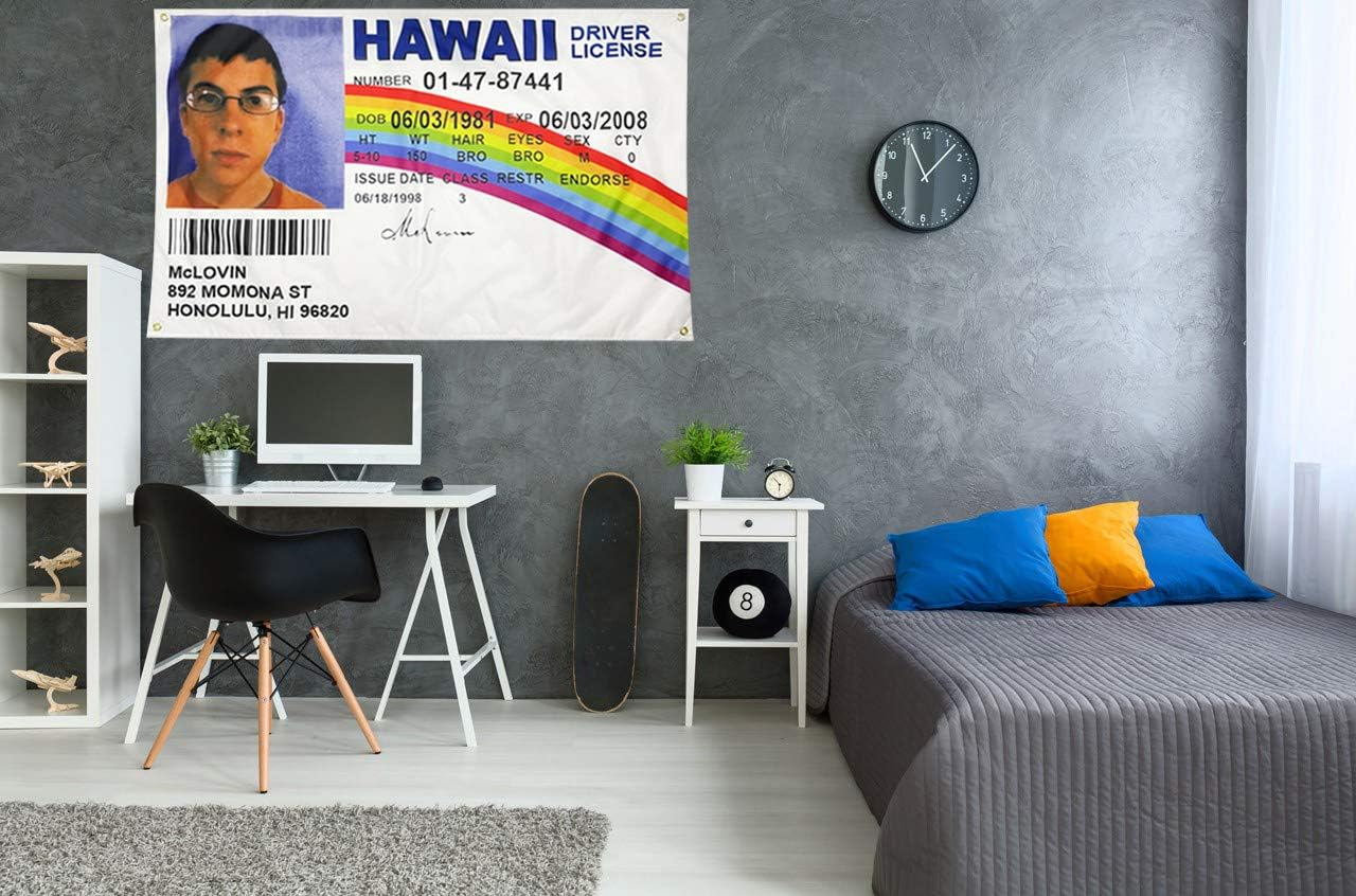 3&times;5 FT Mclovin Fake ID Flag Driver License Flag with 4 Brass Grommets 100D Double Stitched Funny Banner Decor for Dorm College image number 6