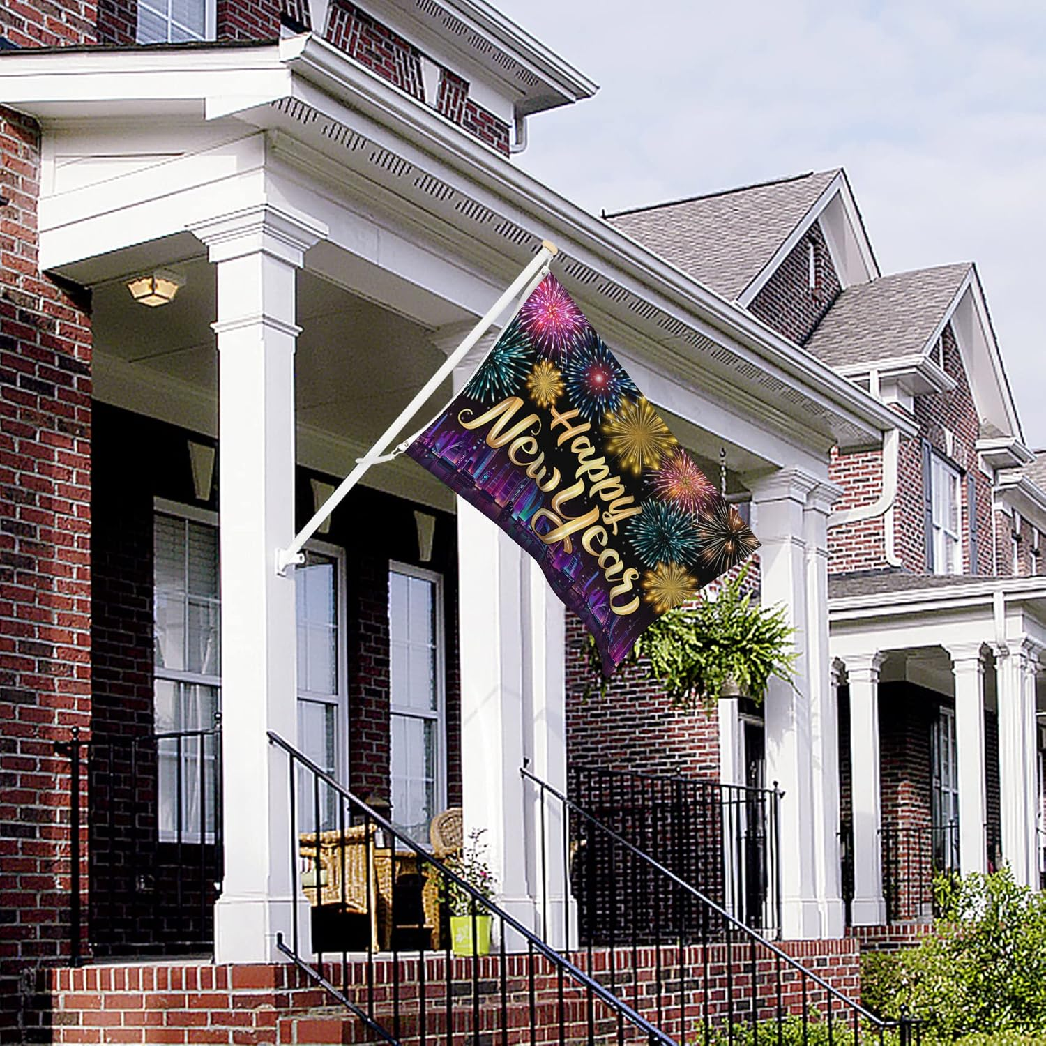 Yongfoto 2026 Happy New Year Flag 3X5Ft Colorful Glitter Fireworks Blooming City Night Flags for Holiday Celebrations Banner Home Outdoor Garden Porch Indoor Party Decor, with 2 Sturdy Grommets image number 3