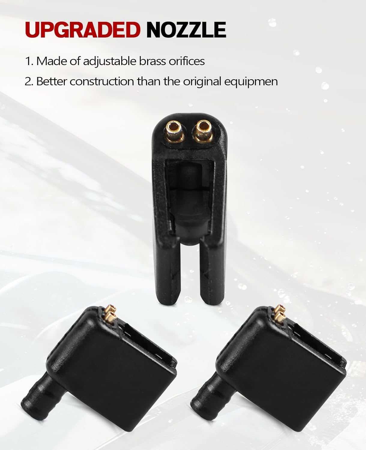 Xislet Upgraded 2 Pack Aimable Brass Windshield Washer Wiper Arm Nozzles Compatible with Mercedes and Dodge Sprinter Van RV Truck Wiper Sprayer Replace 47191/68017440AA image number 5