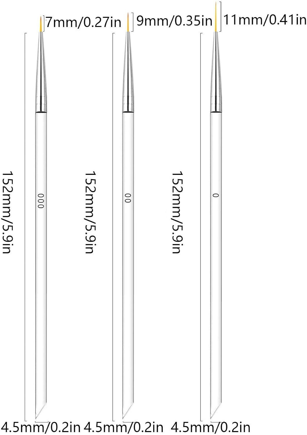 Nail Liner Brush, Acrylic Nail Brush, Liner Brushes, Nail Gel Painting Tools Fine Drawing Pens for Long Striping, Detail Pattern, Nail Supplies for Nail Techs Pochy image number 6